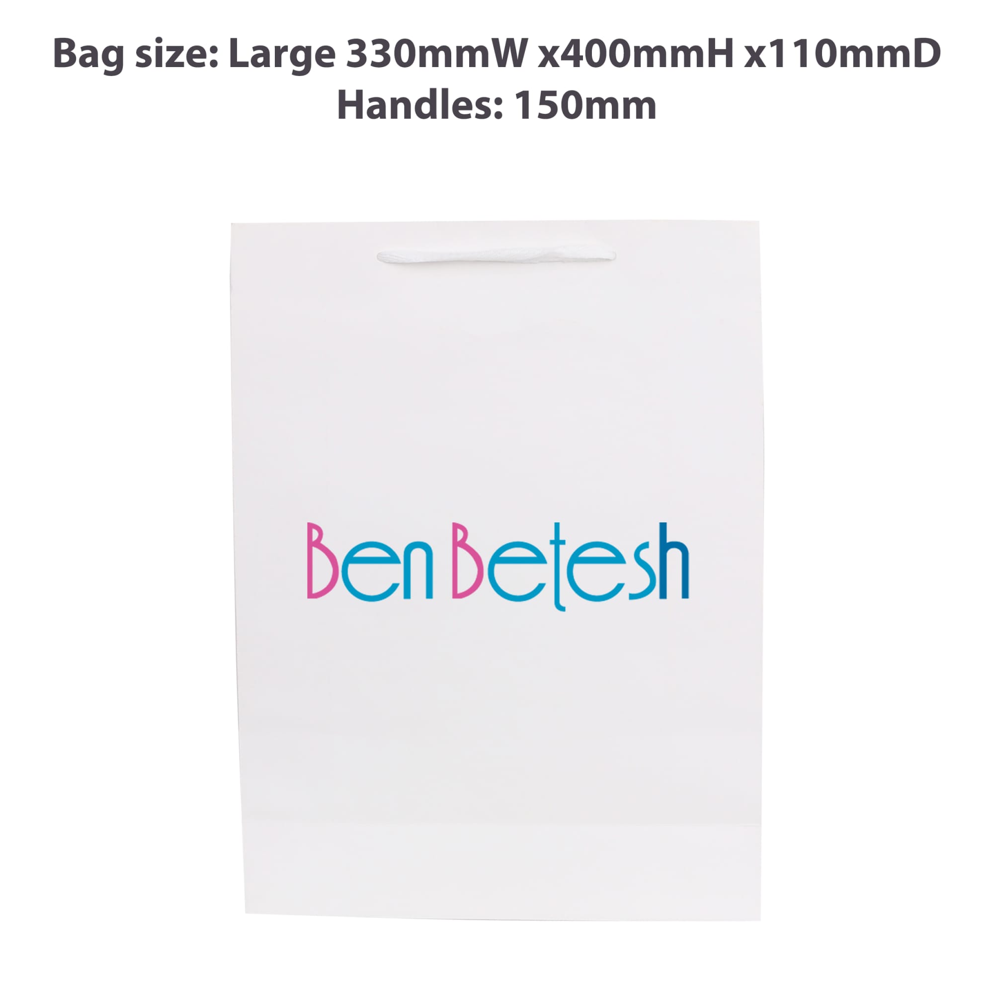 Large Vertical Paper Bag with Fabric Flat Handle(300 x 400 x 110mm)
