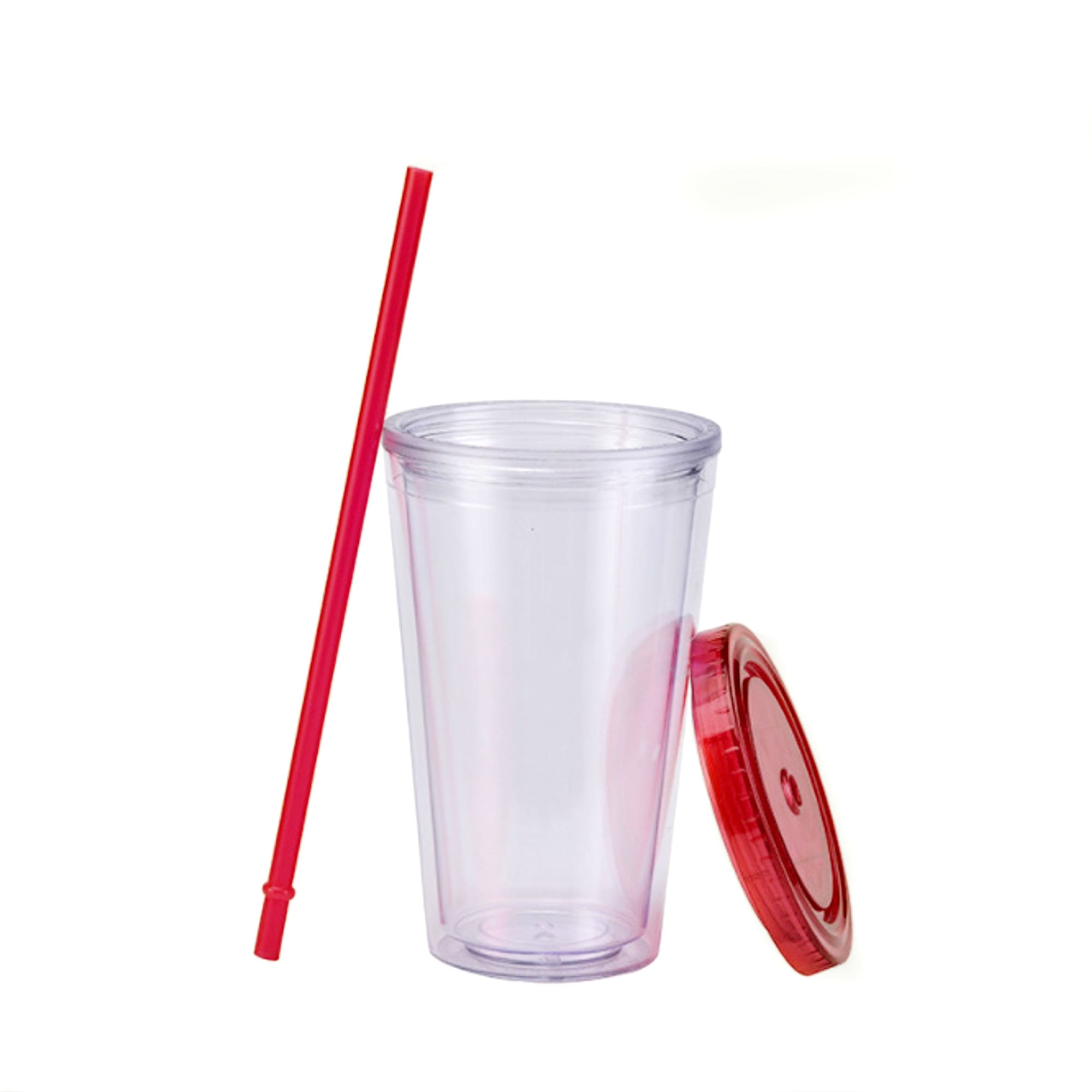 16oz Plastic Cups with Lids & Straws
