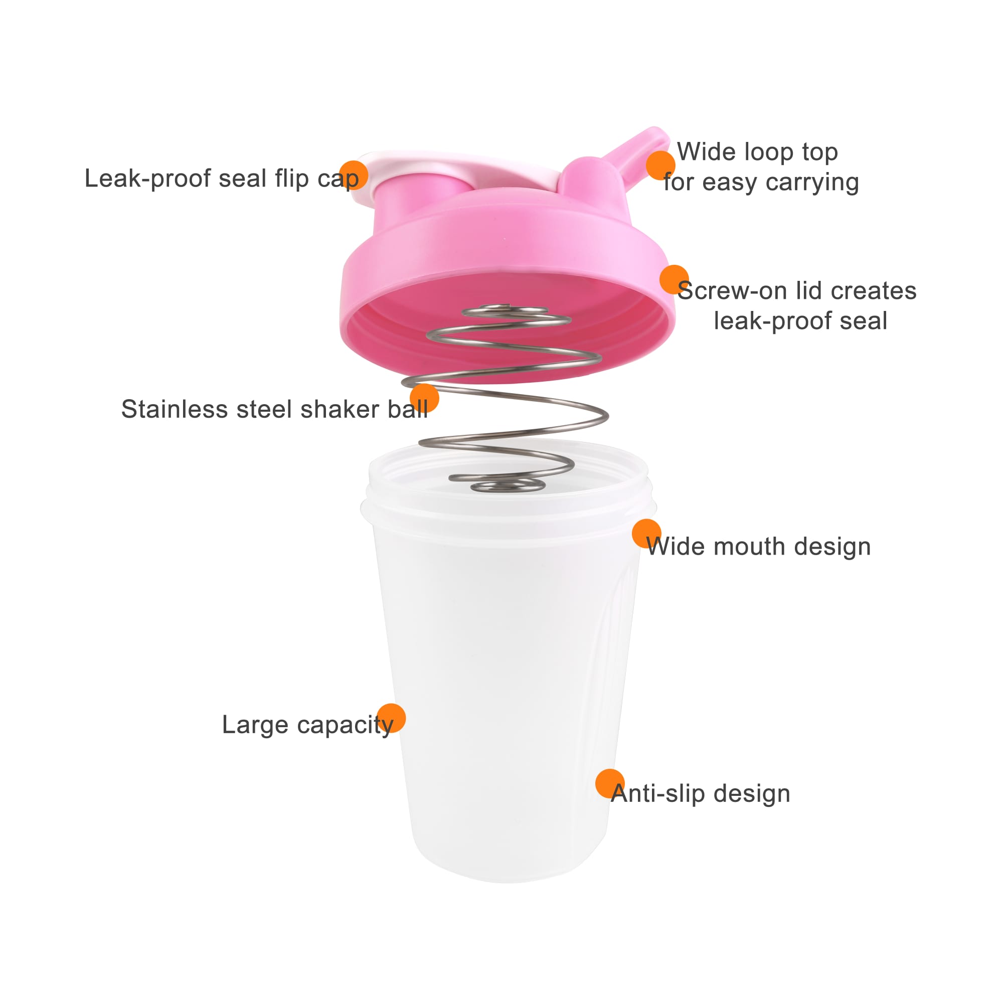 BPA Free Fitness Shaker Bottle with Loop 400ml