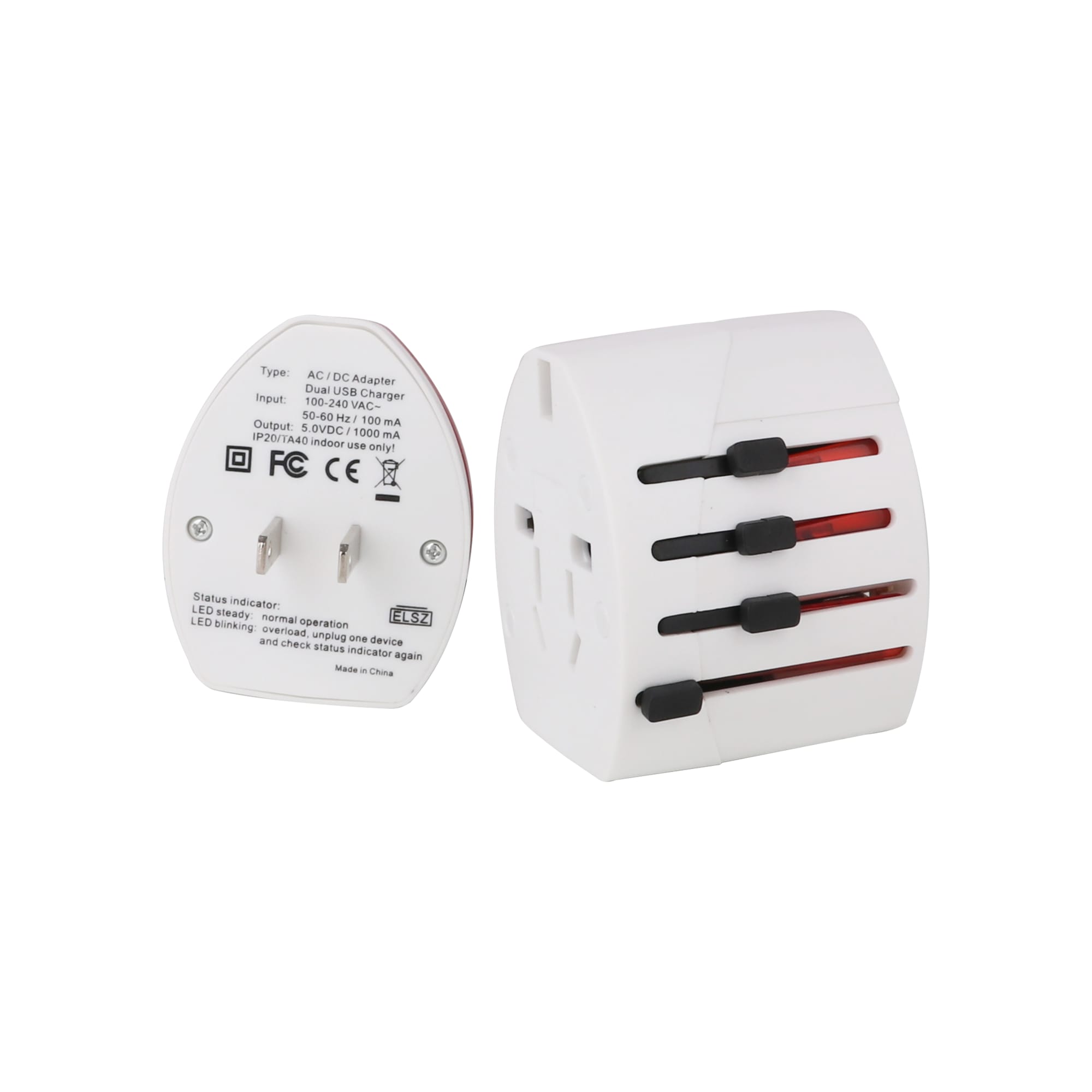 Light-up Universal Plug Travel Adapter With USB