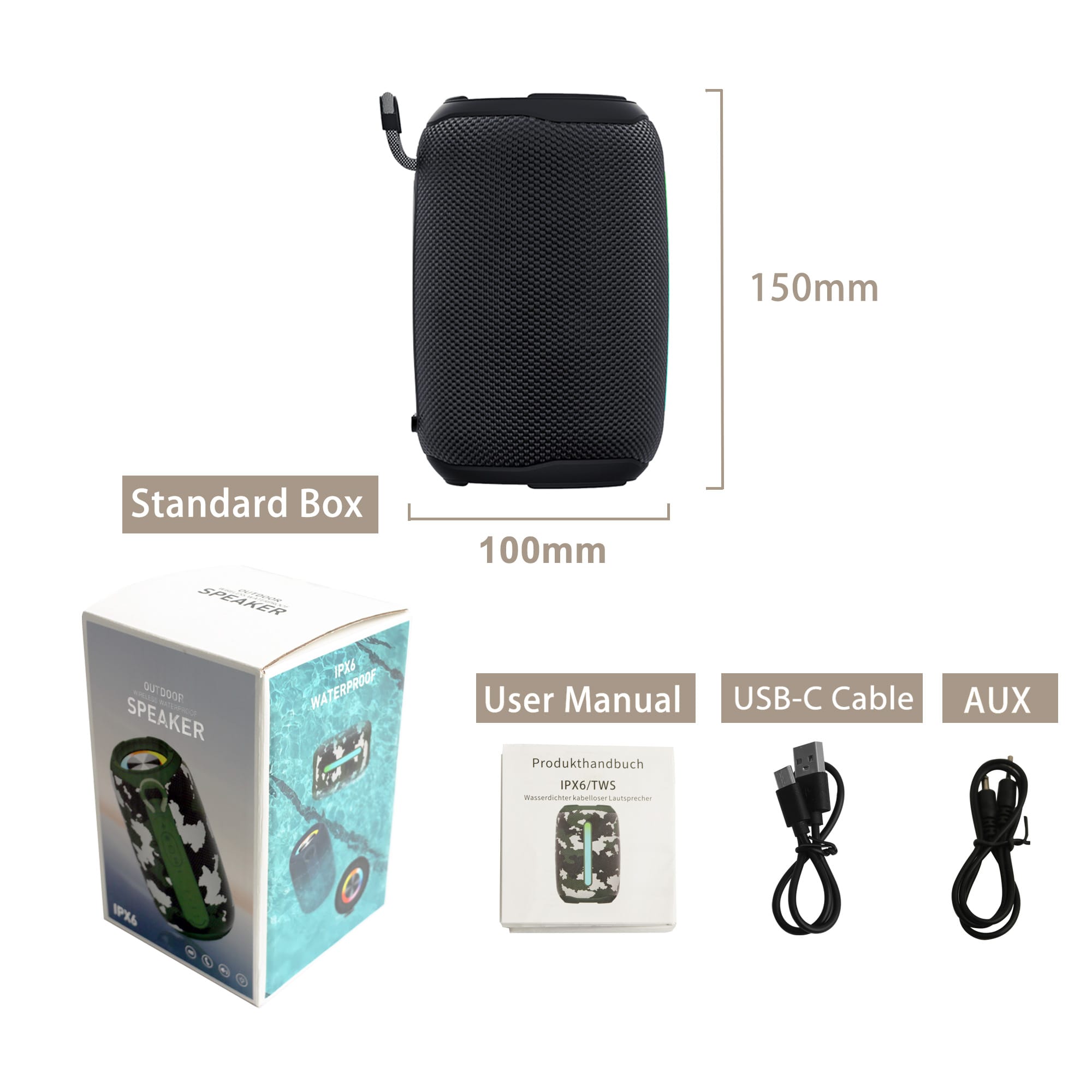 12W Outdoor Waterproof Bluetooth Speaker