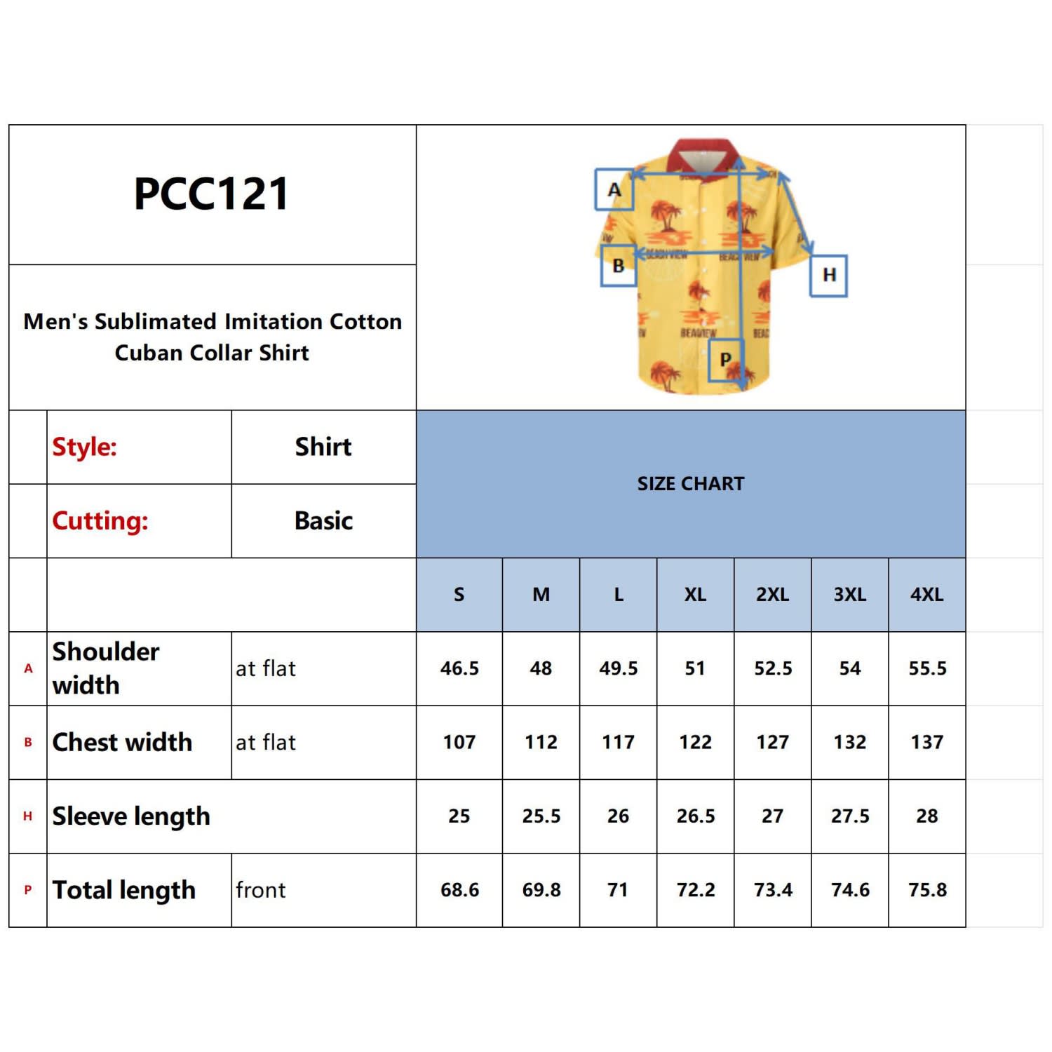 Men's Sublimated Imitation Cotton Cuban Collar Shirt