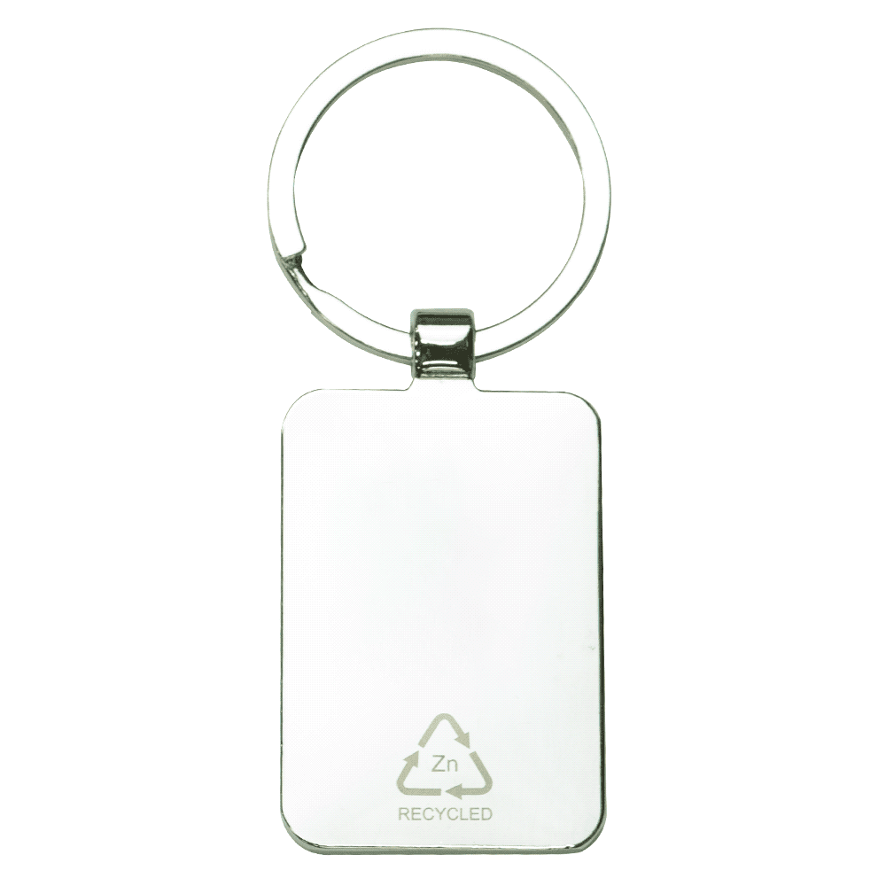 Rectangle Recycled Zinc Alloy Keyring w/ Bamboo
