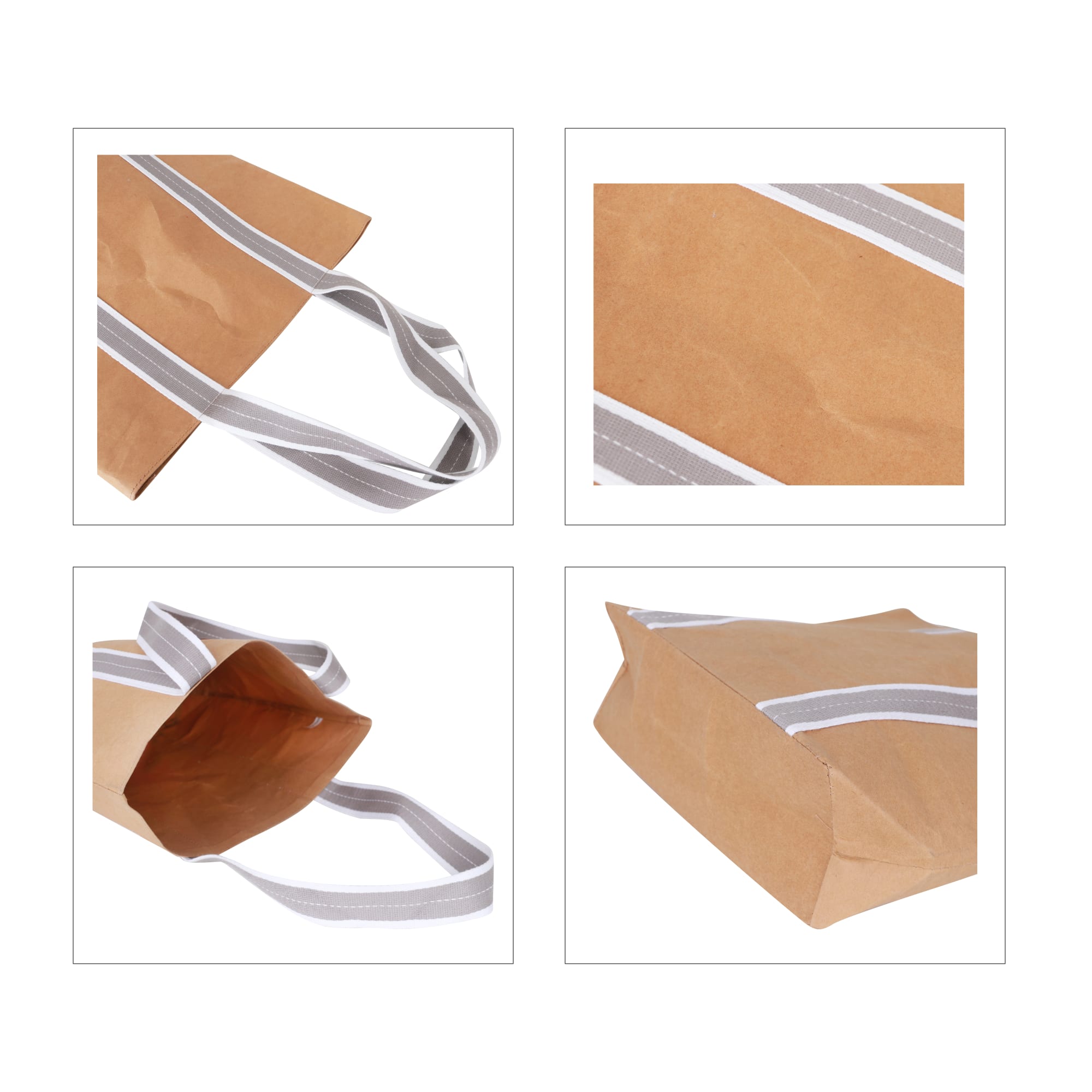 Small Washable Kraft Paper Bag with Cotton Handle(390x330x105mm)