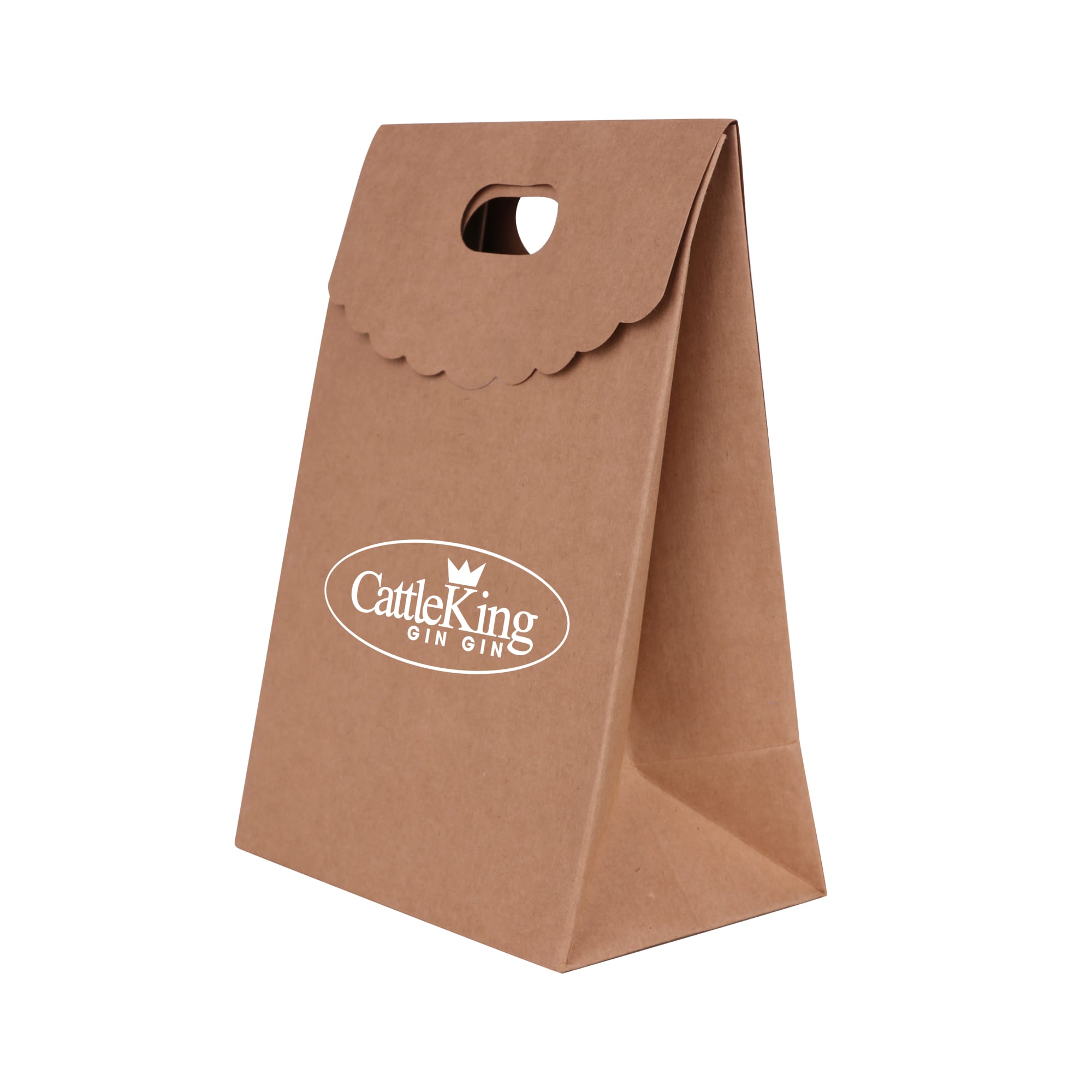 Die cut Handle Bag with Flap(150x220x100mm+80mm flap)