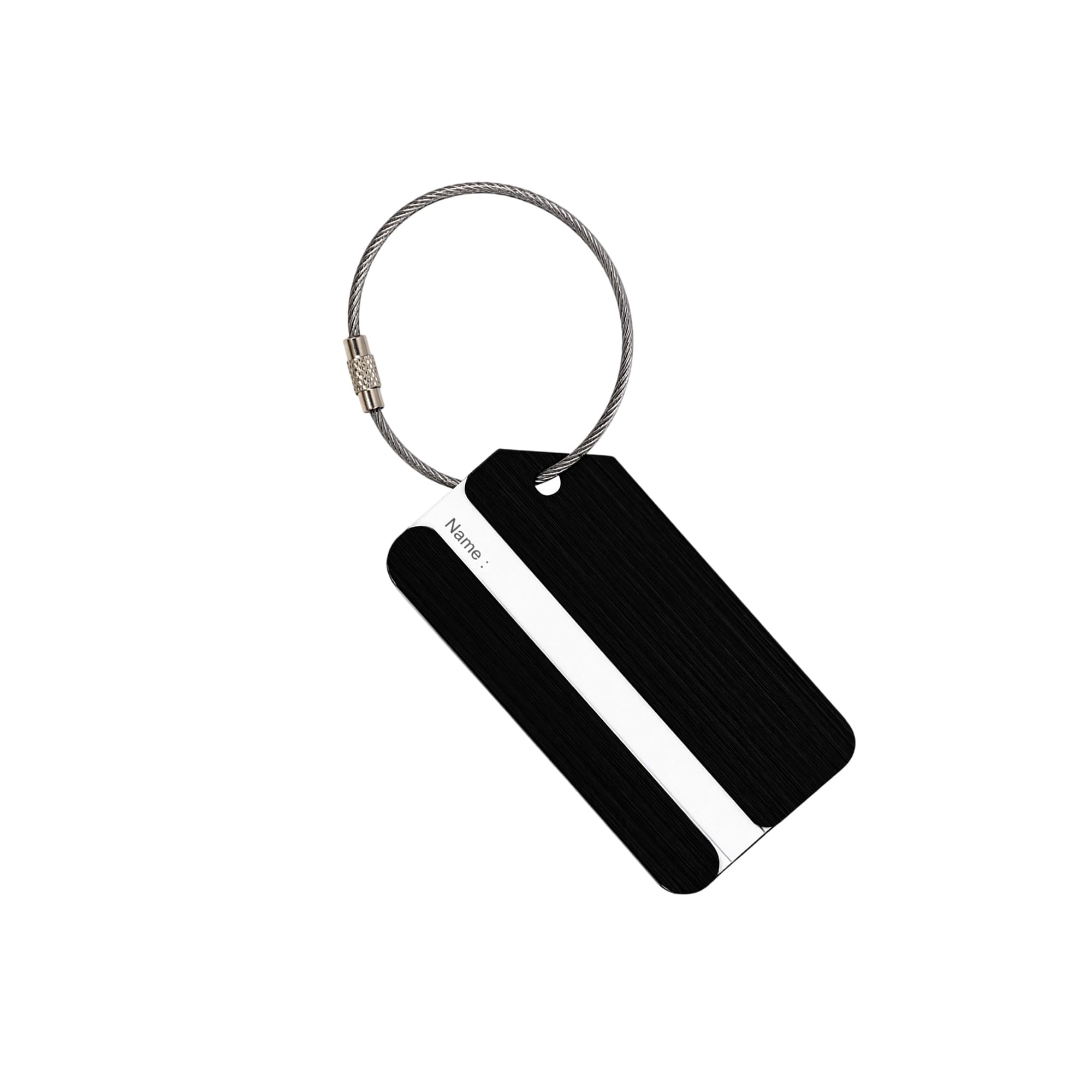 Square Brushed Aluminium Luggage Tag