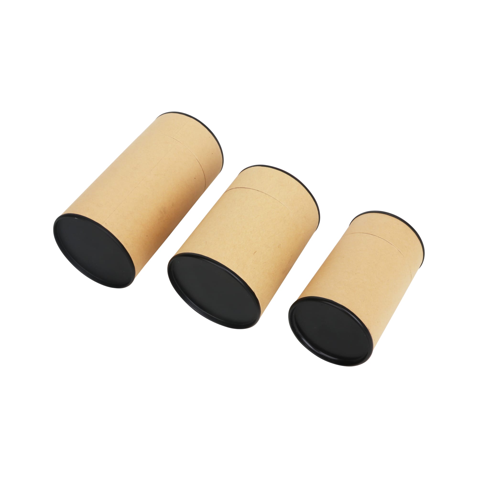 Medium Kraft Paper Cylinders with Black Lid (65 x 90mm)