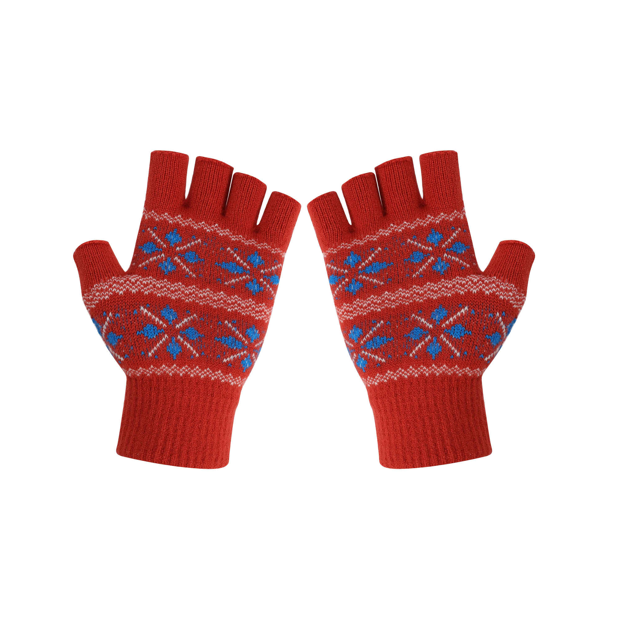 Kids Jacquard Fingerless Gloves