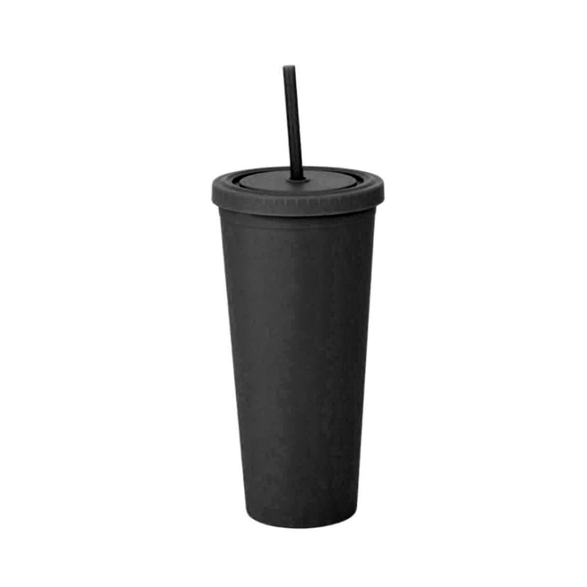 24oz Matte Plastic Cups with Lids & Straws