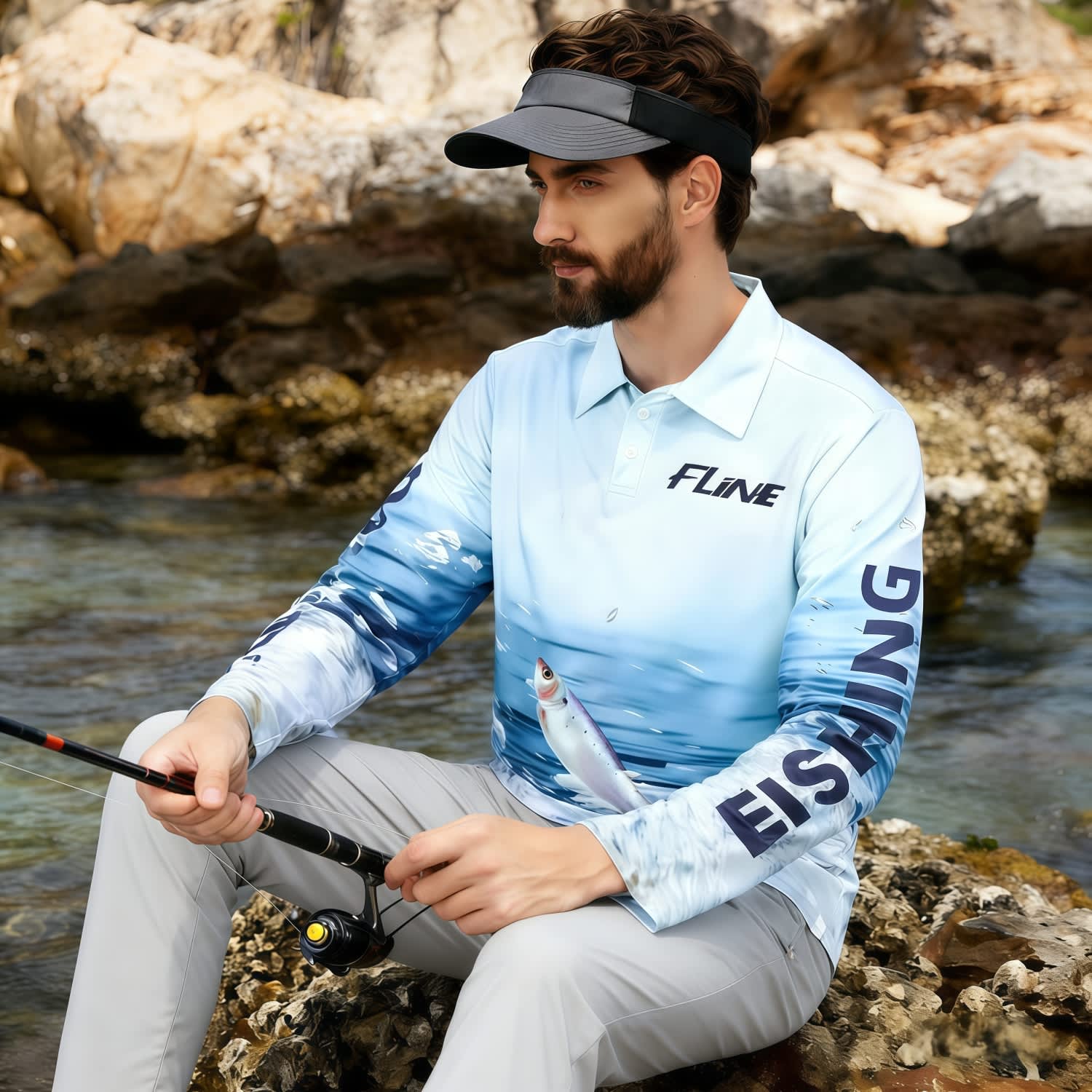 Men's Polyester Spandex Sublimated Fishing POLO