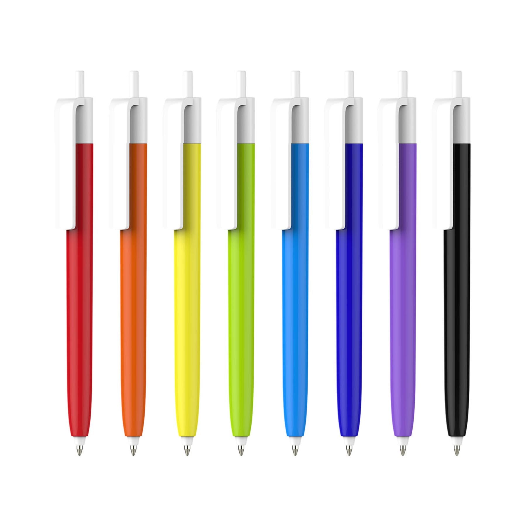 Push Button Pen - Colour Barrel with Creamy White Cap