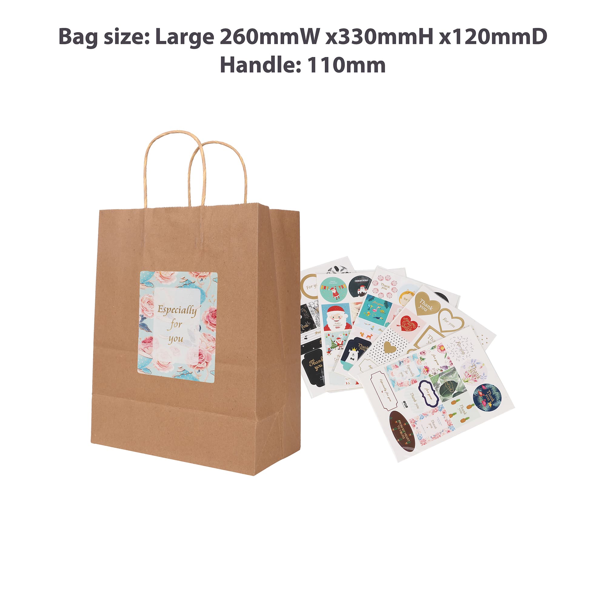 Twisted Handle Kraft Paper Bag(260x330x120mm)