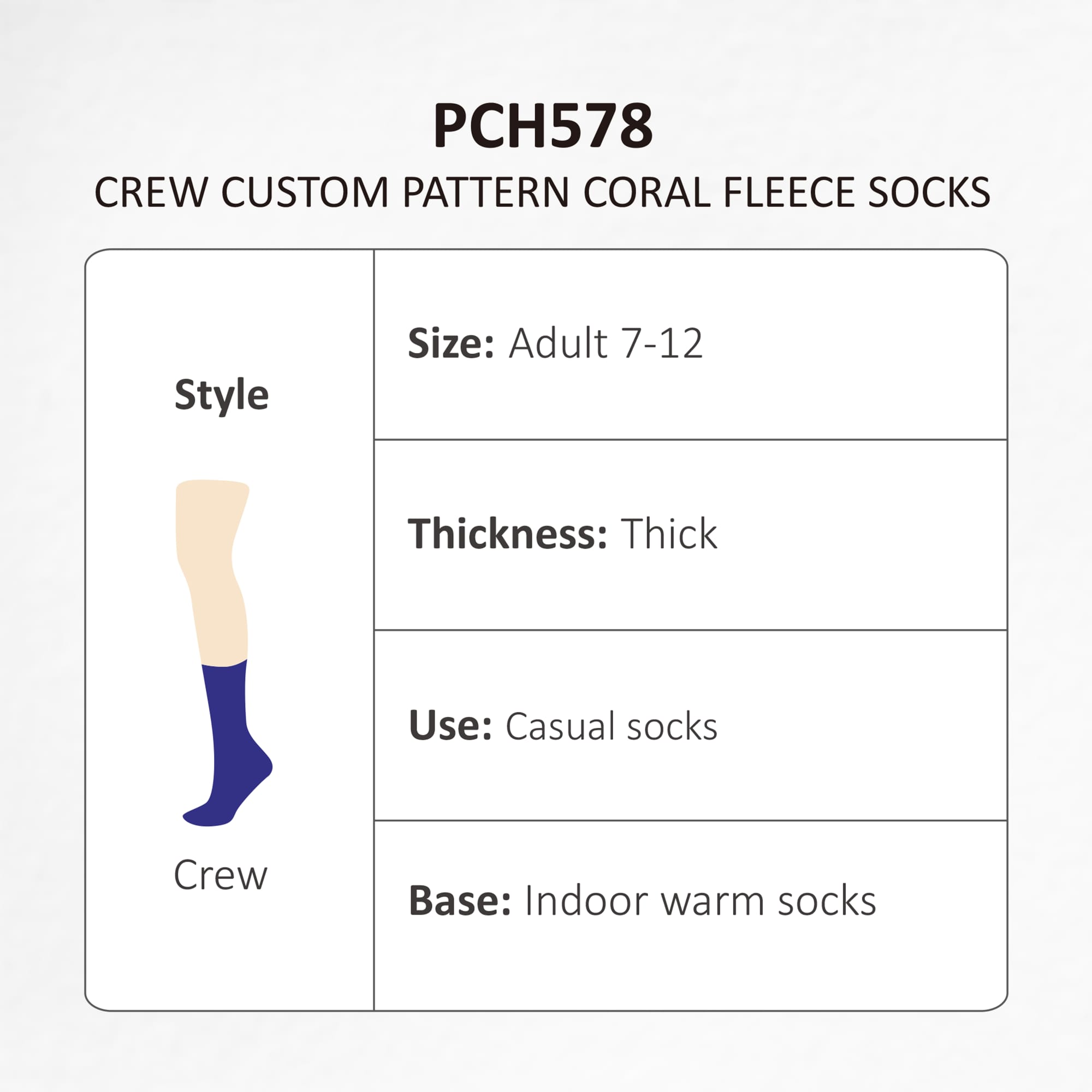 Crew Custom Pattern Coral Fleece Socks