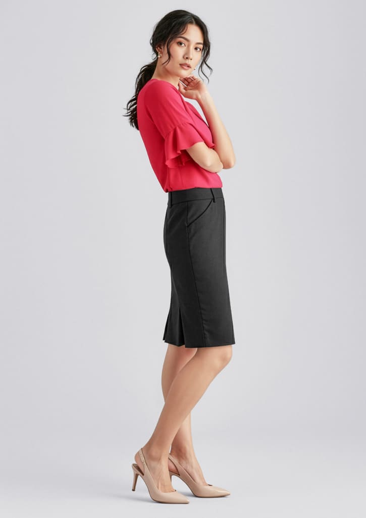 Womens Comfort Wool Stretch Multi-Pleat Skirt