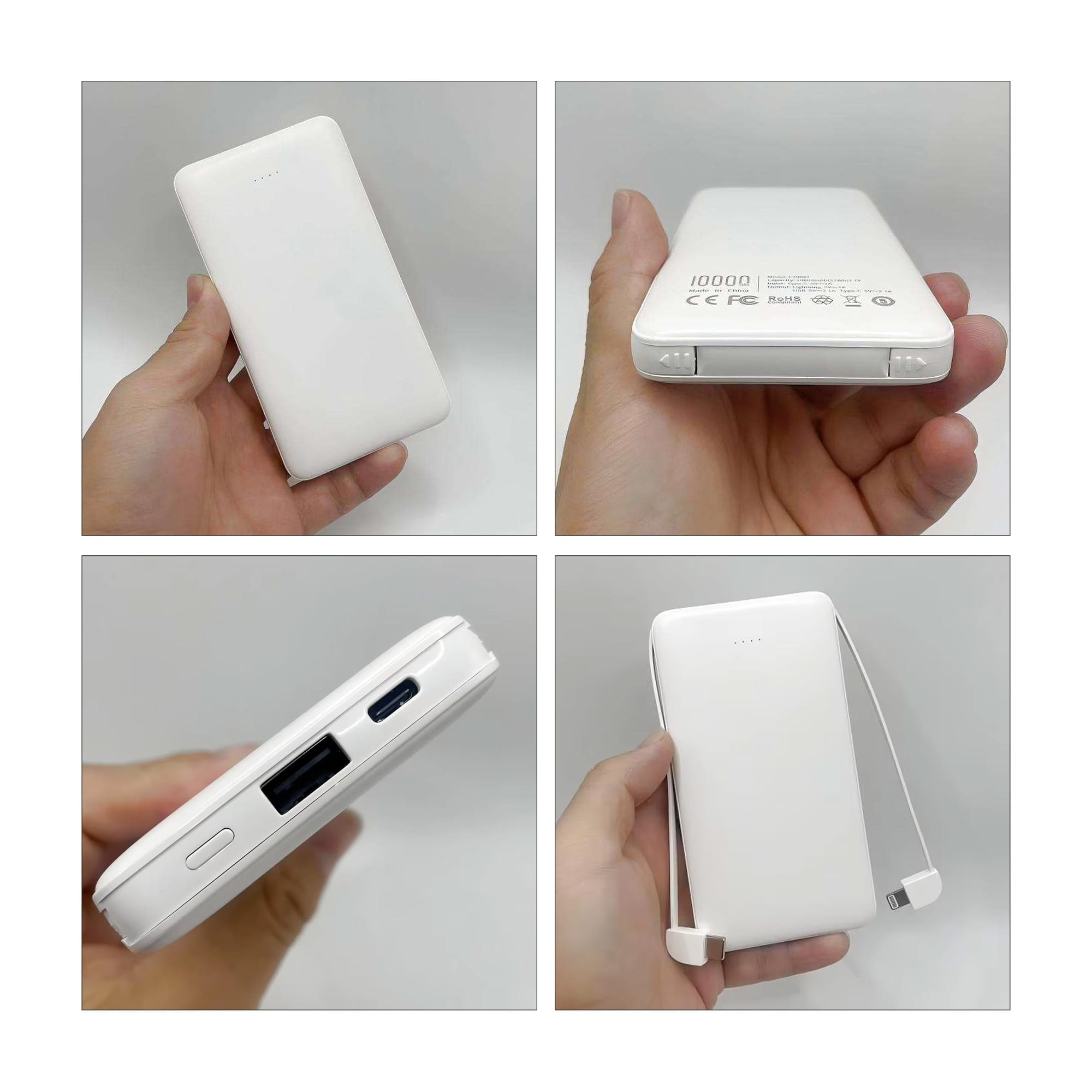 10000mAh Slim Power Bank with Charging Cable