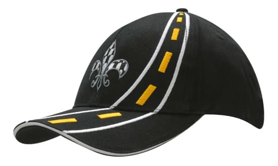 Brushed Heavy Cotton with Road Embroidery on Crown & Peak with Sandwich Trim