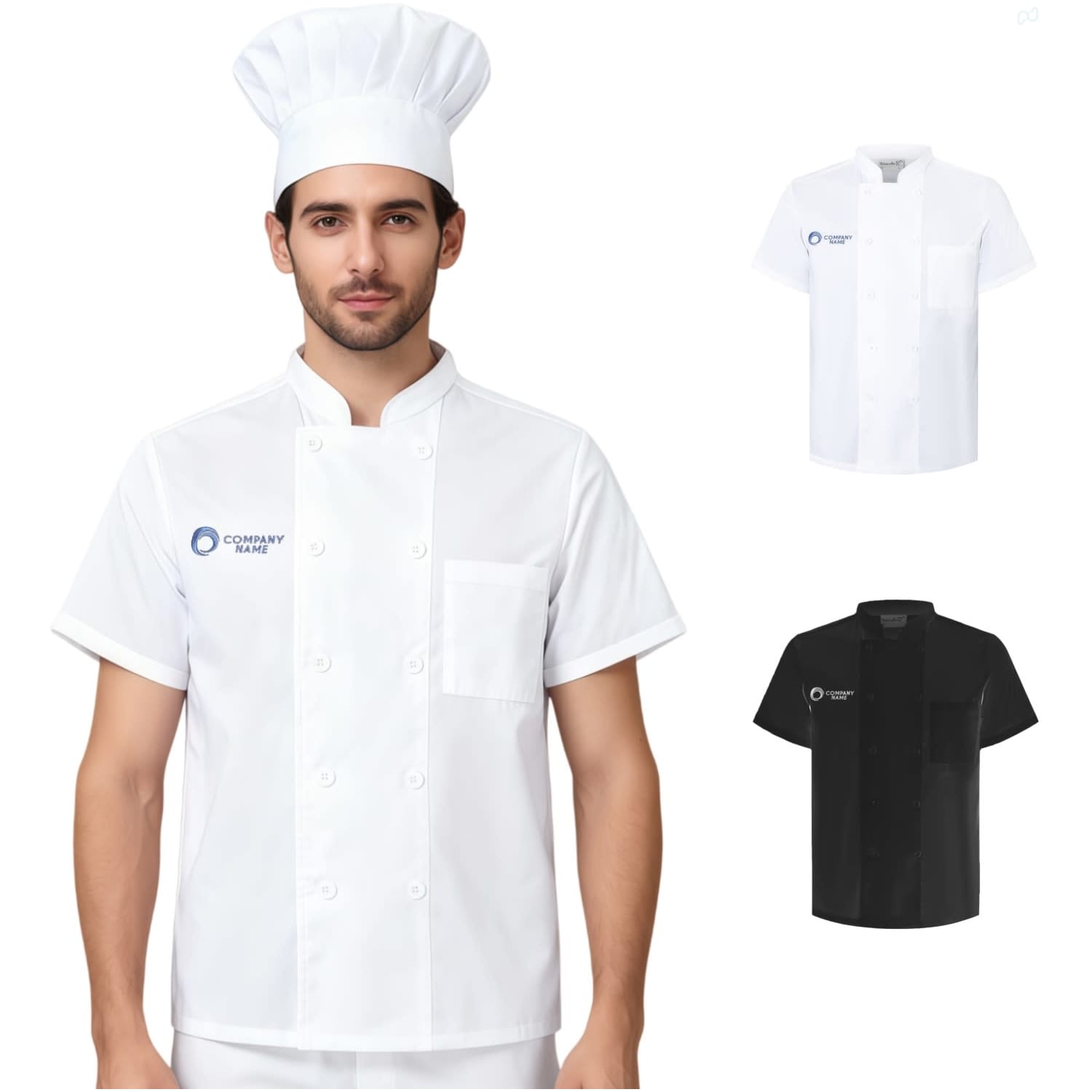 Classic Short Sleeves Double Breasted Chef Jacket