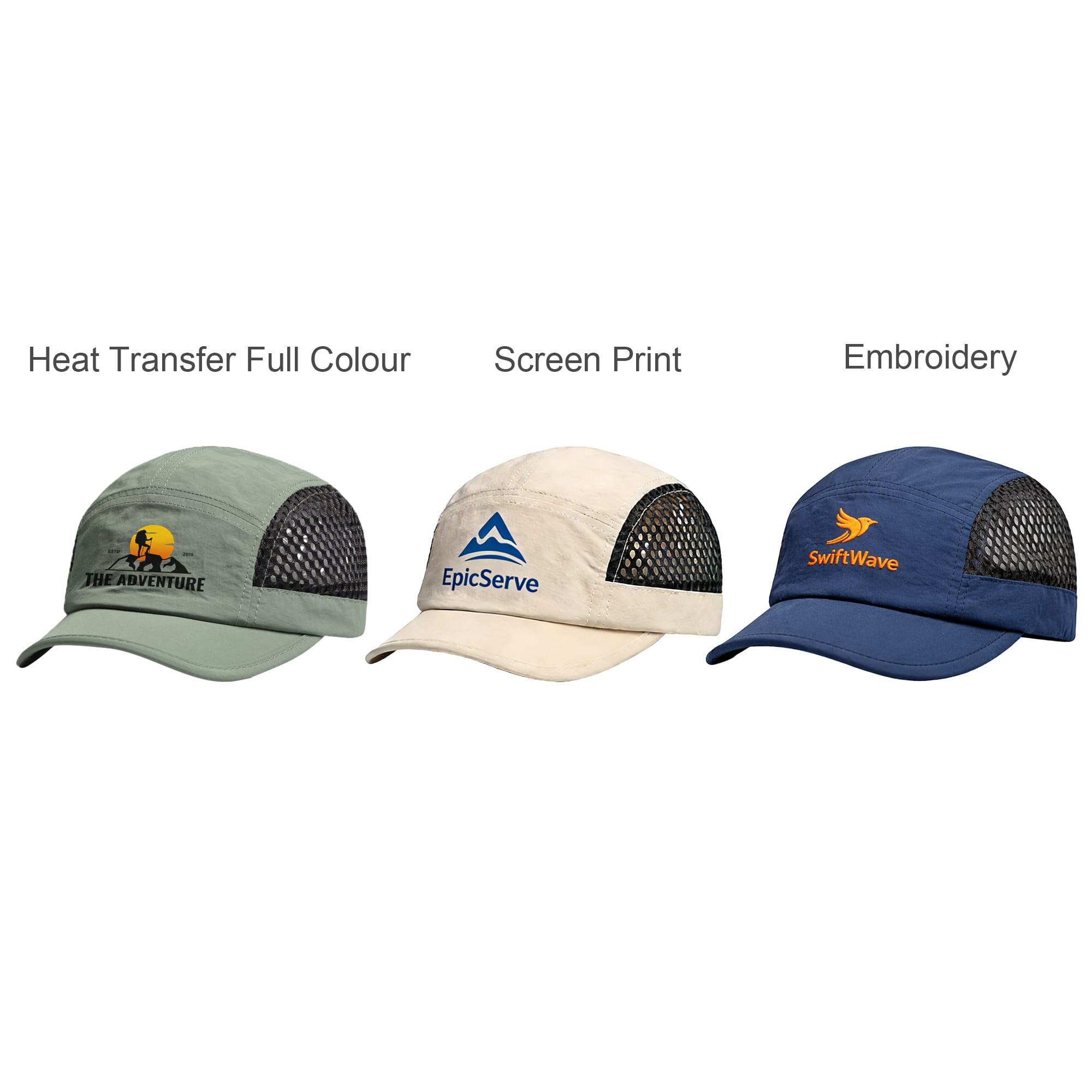 5 Panel Short Brimmed Mesh Running Cap
