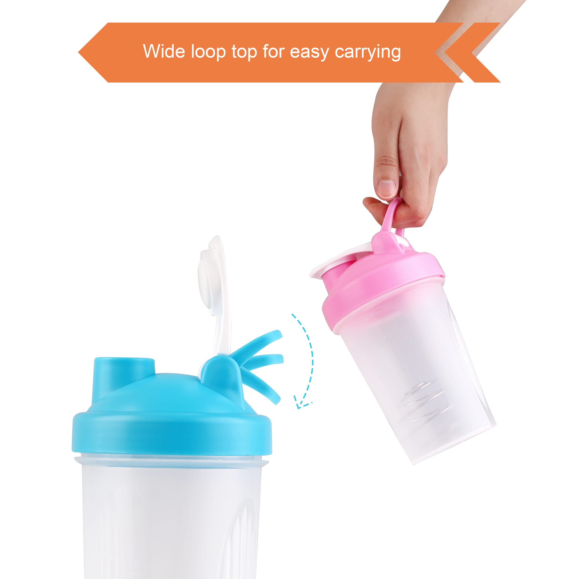 BPA Free Fitness Shaker Bottle with Loop 400ml