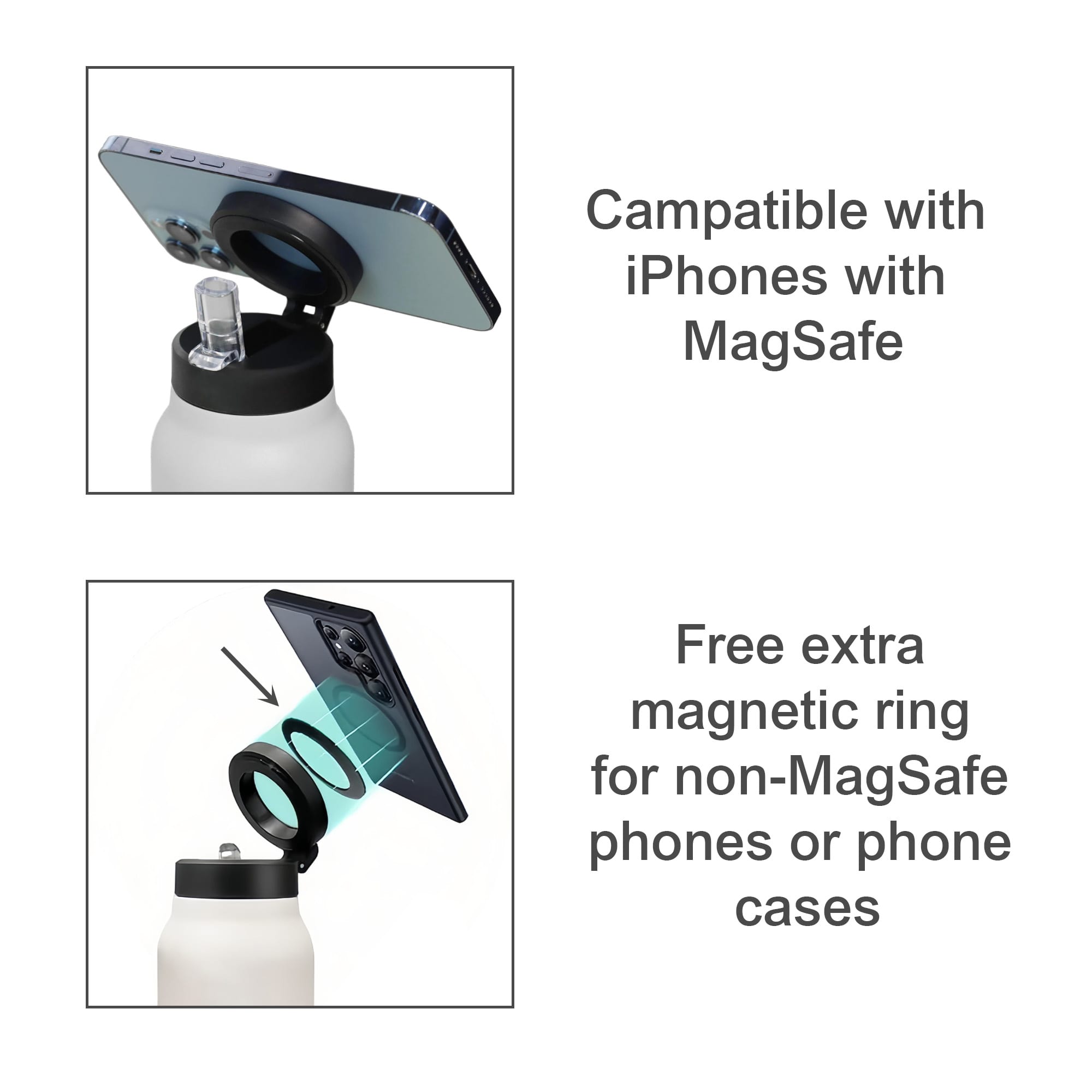 700ML Stainless Steel Vacuum Thermal Bottle with Magnetic Phone Holder