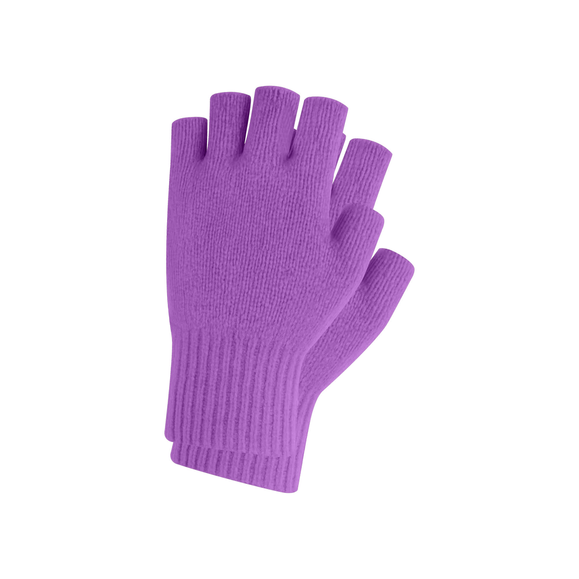 Adults Plain Knitted Fingerless Gloves with Woven Label