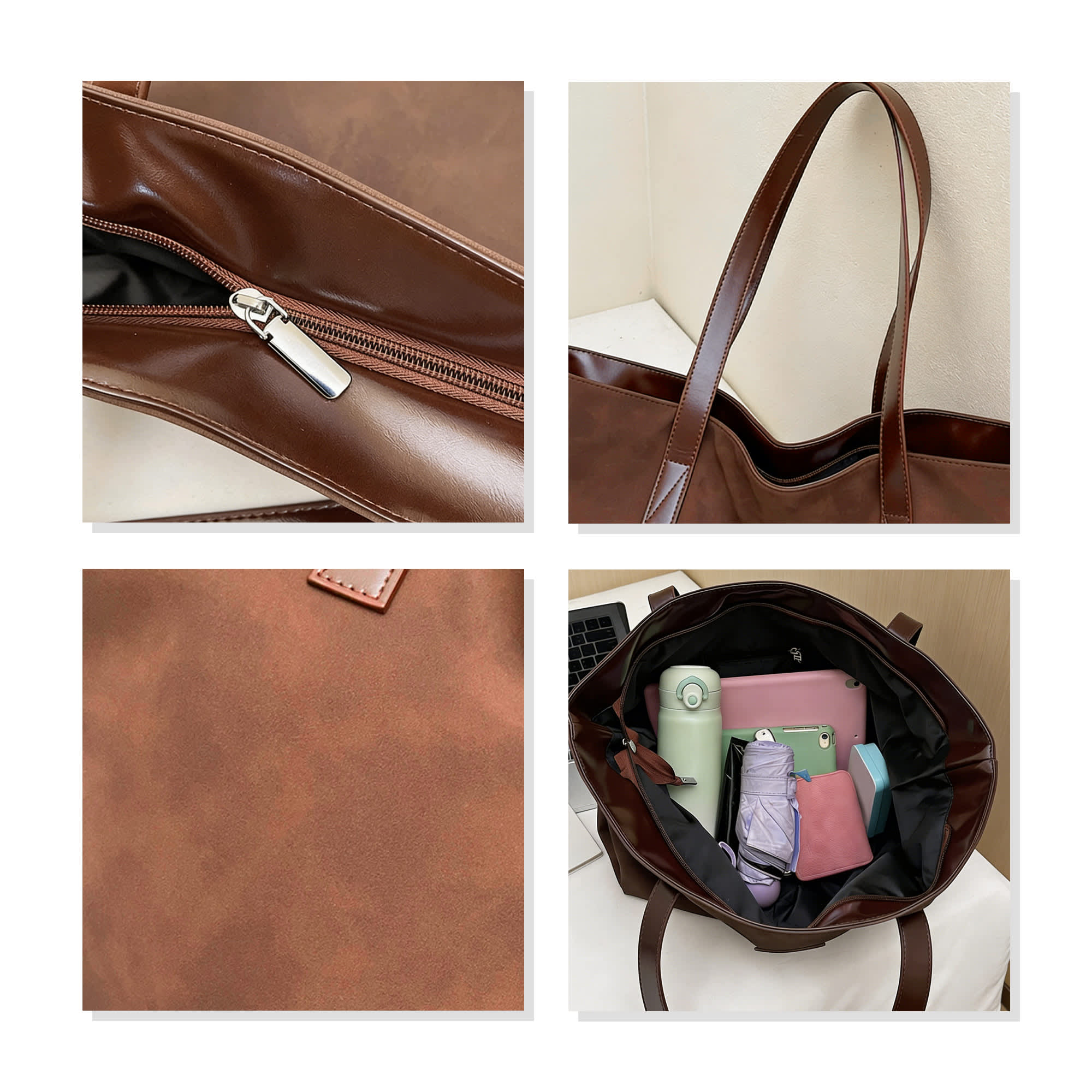 Suede Leather Tote Bag