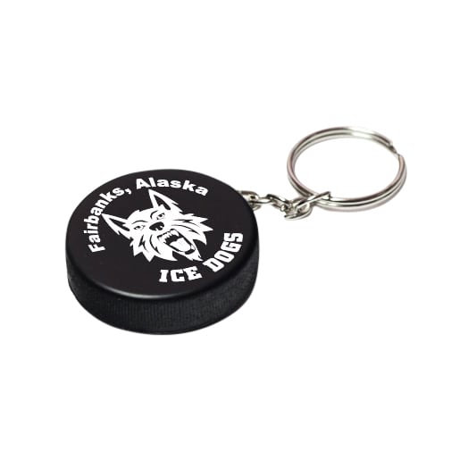 Keyring with Hockey Puck Stress Reliever