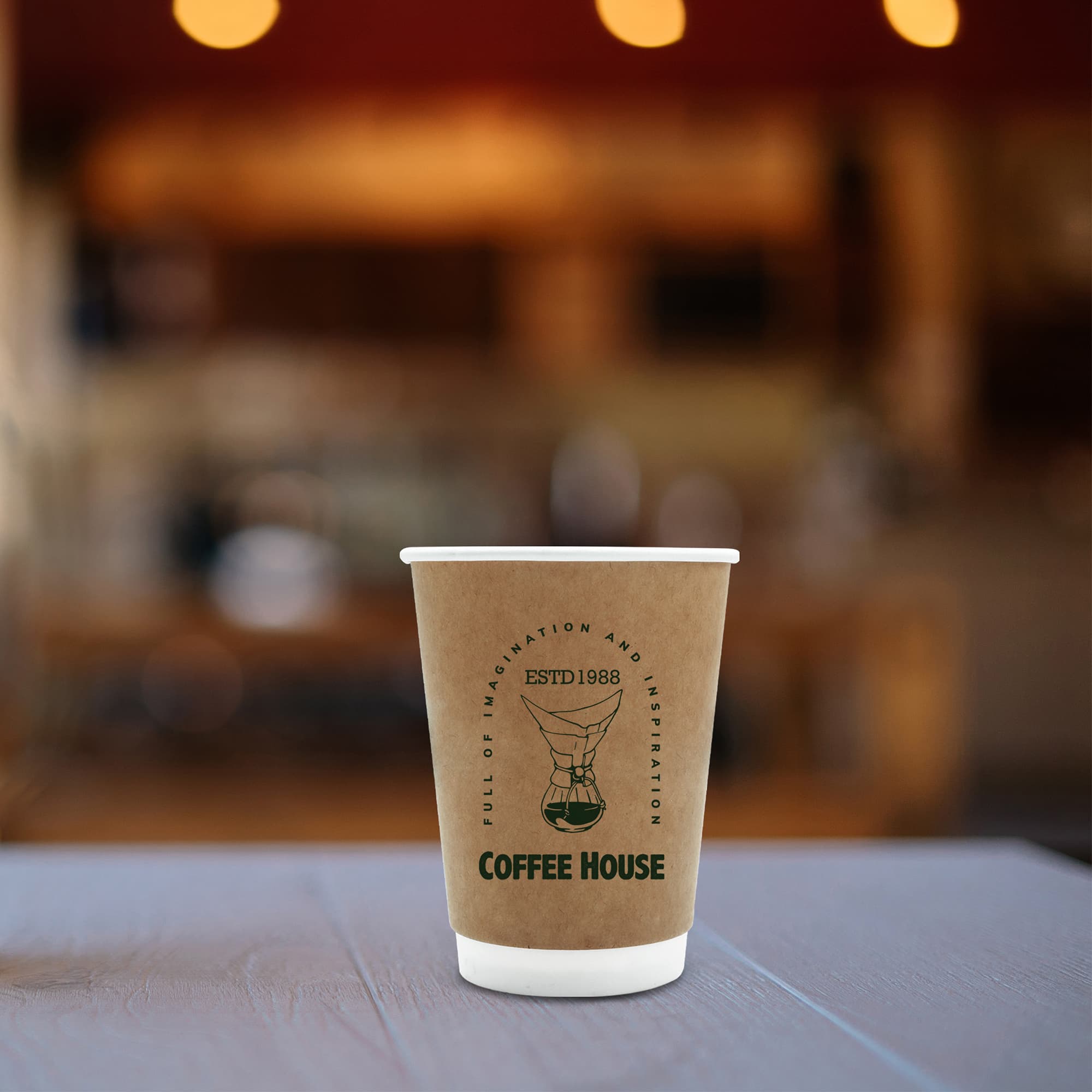 Home Compostable Aqueous Double Wall Kraft Paper Cups