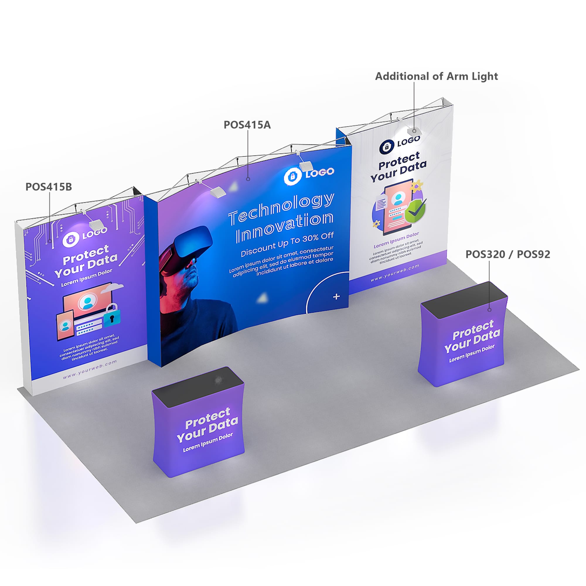 3m Curved Pop Up Display Wall