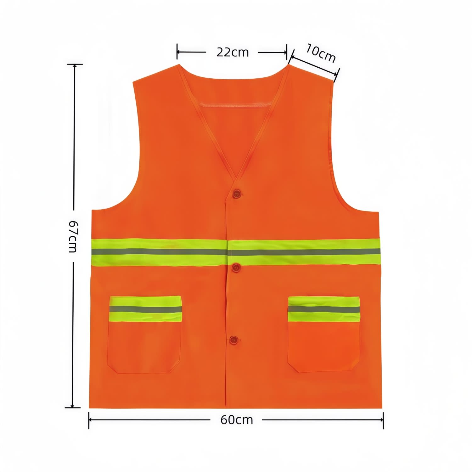 Hi-Vis Reflective Button-Down Safety Vest With Pockets