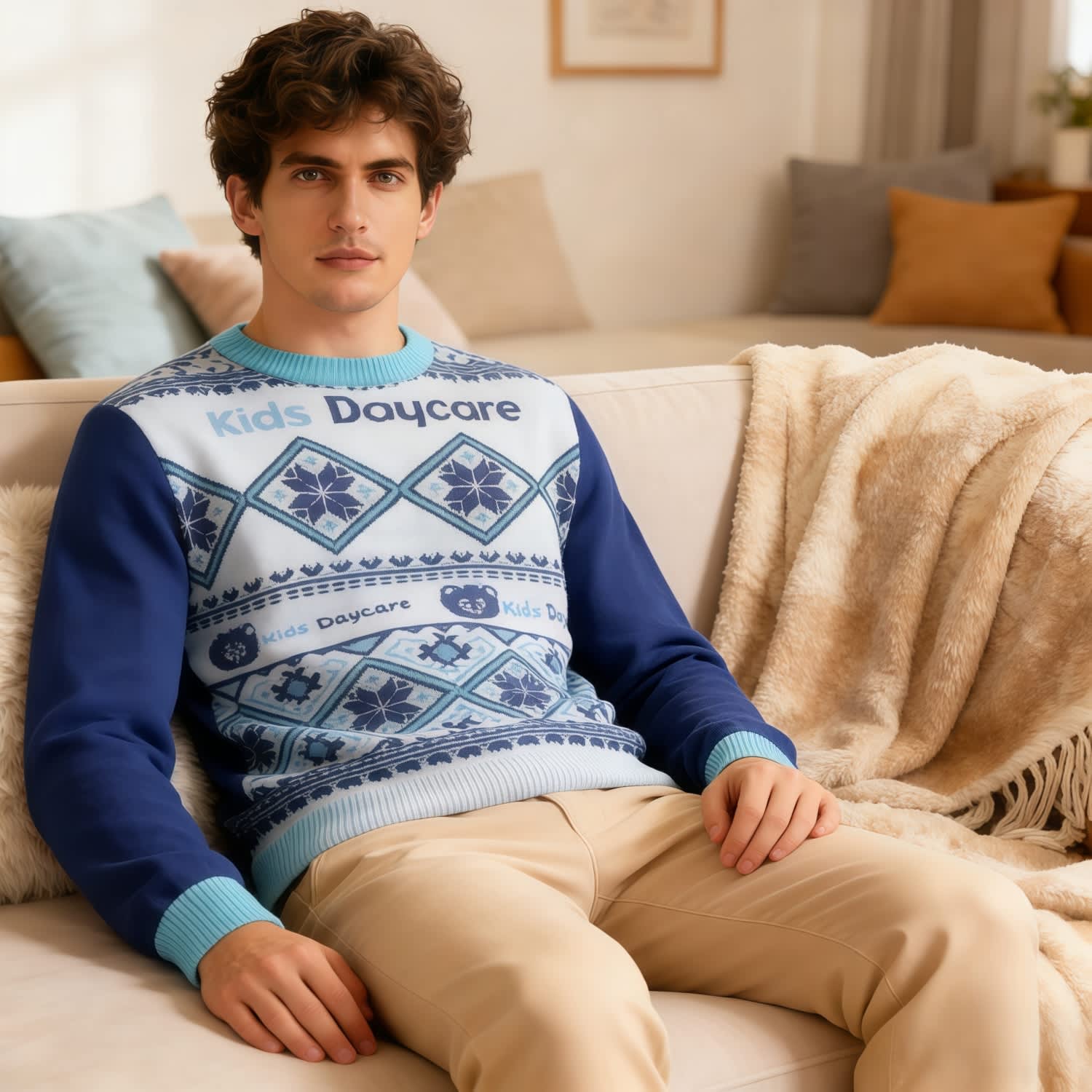 Unisex Acrylic Cotton Jacquard Sweater