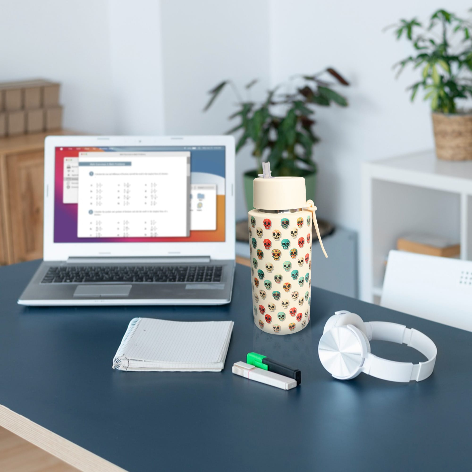 1L Stainless Steel Bottle with Straw Lid