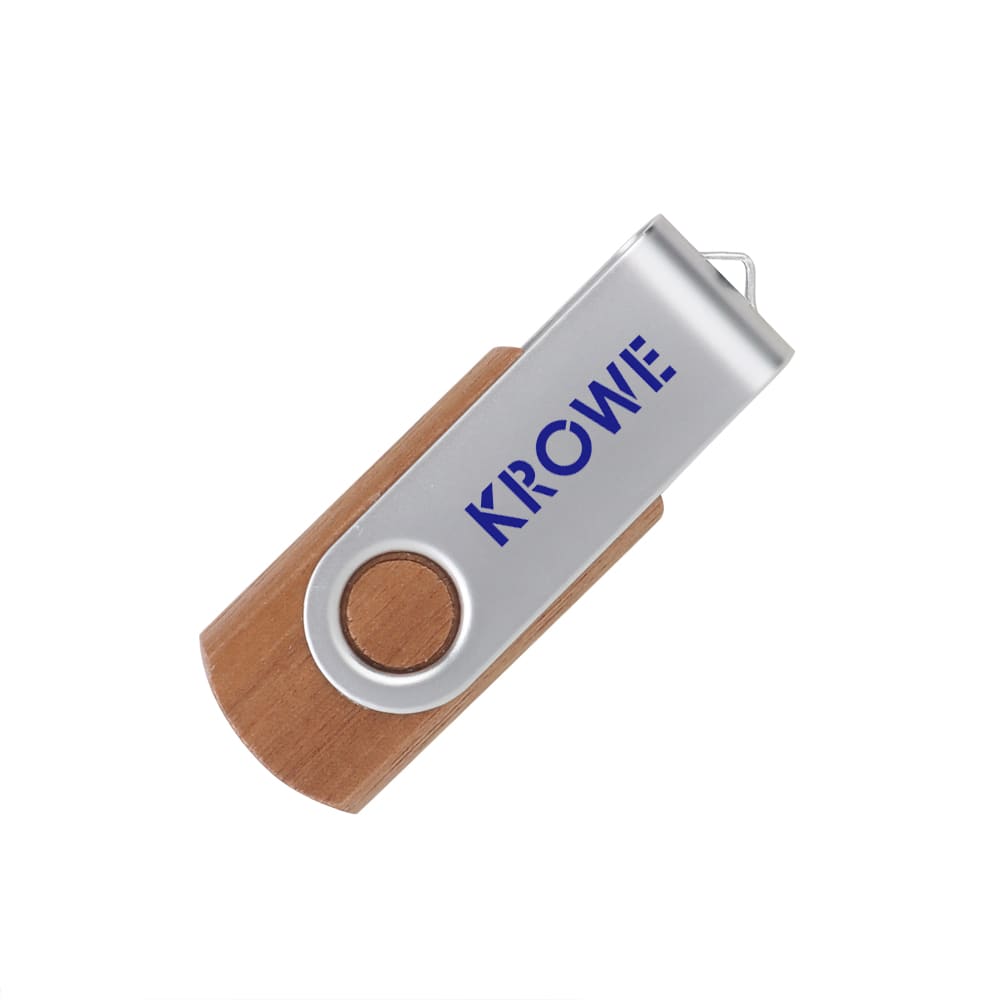 Metal Swivel Wooden Flash Drive