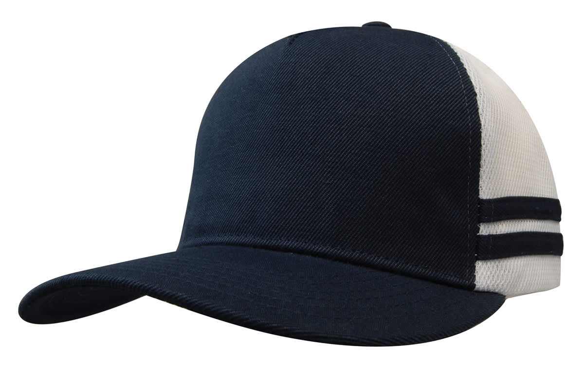 American Premium Twill/Mesh Deep Fit Trucker with Stripes