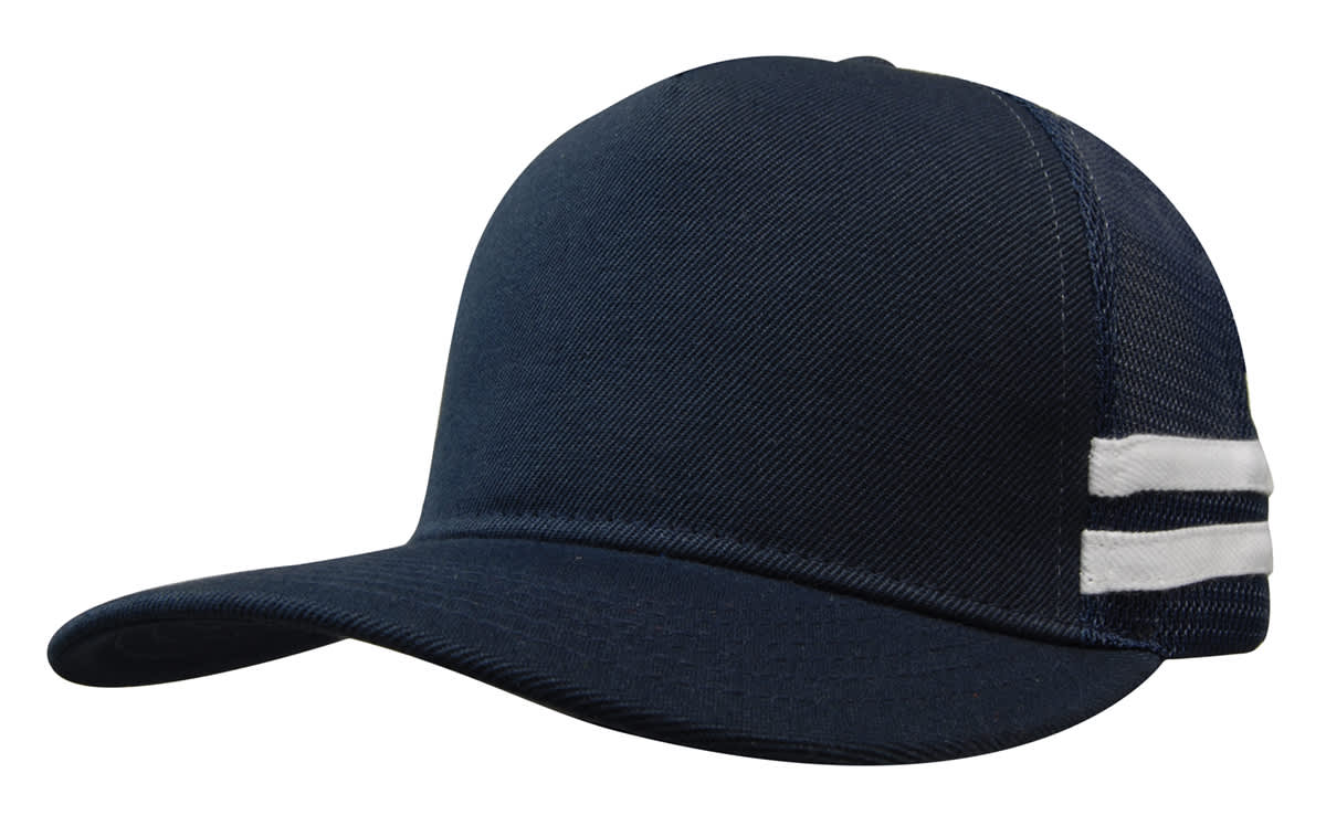 American Premium Twill/Mesh Deep Fit Trucker with Stripes