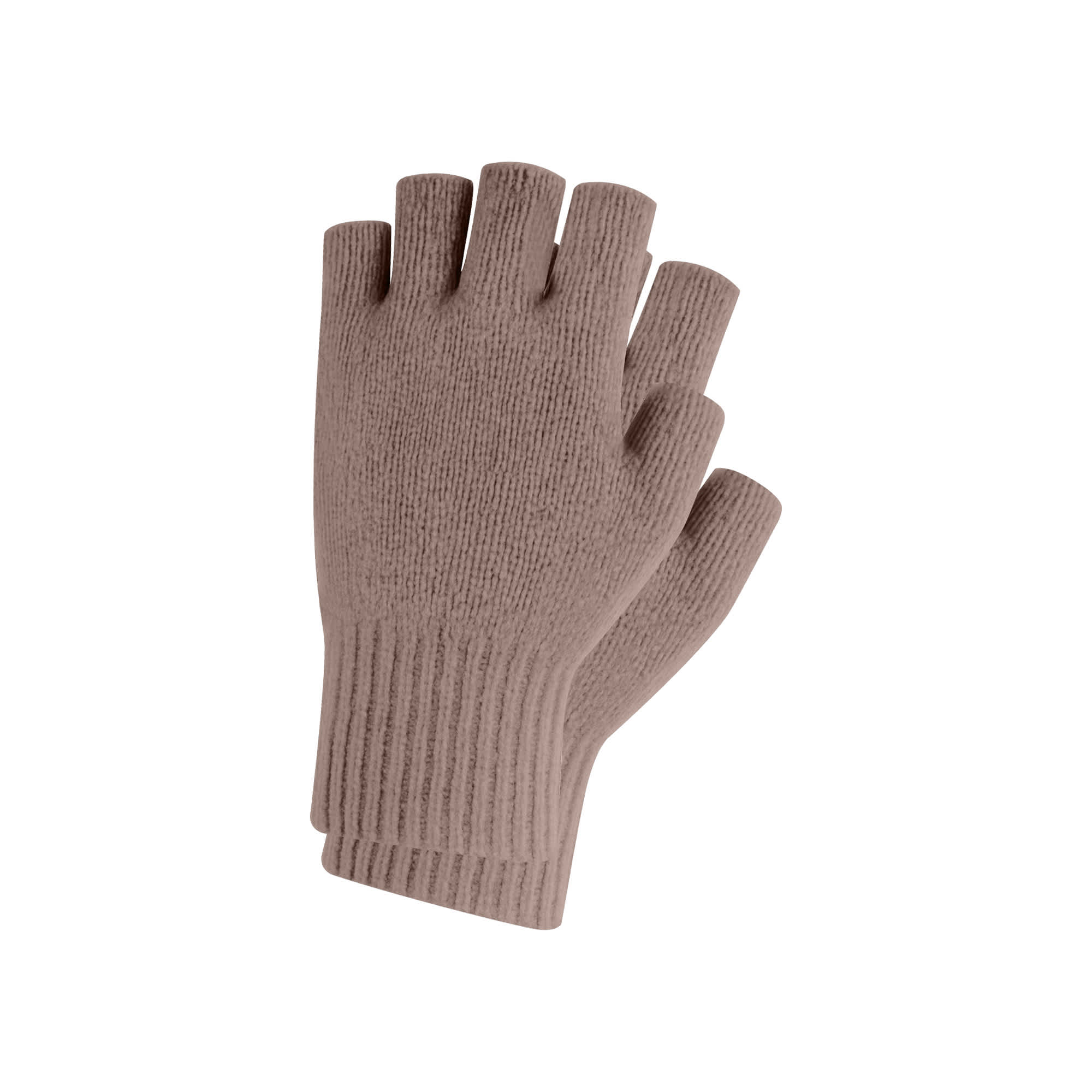 Adults Plain Knitted Fingerless Gloves with Woven Label
