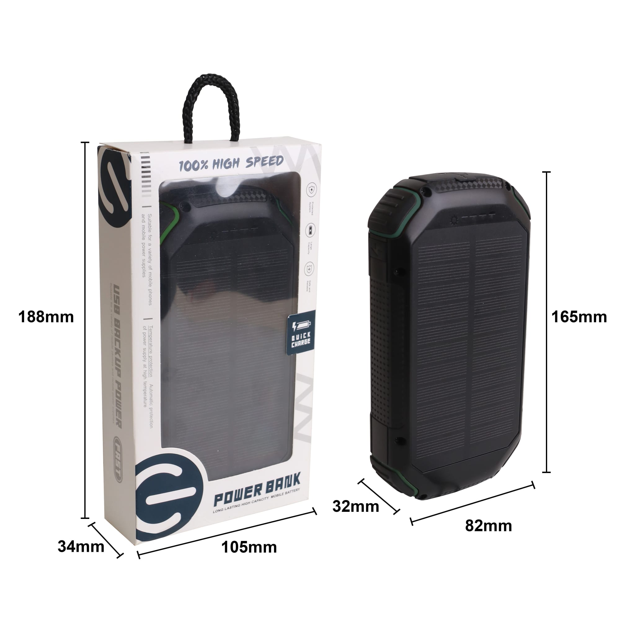 20000mAh Outdoor Solar Wireless Power Bank