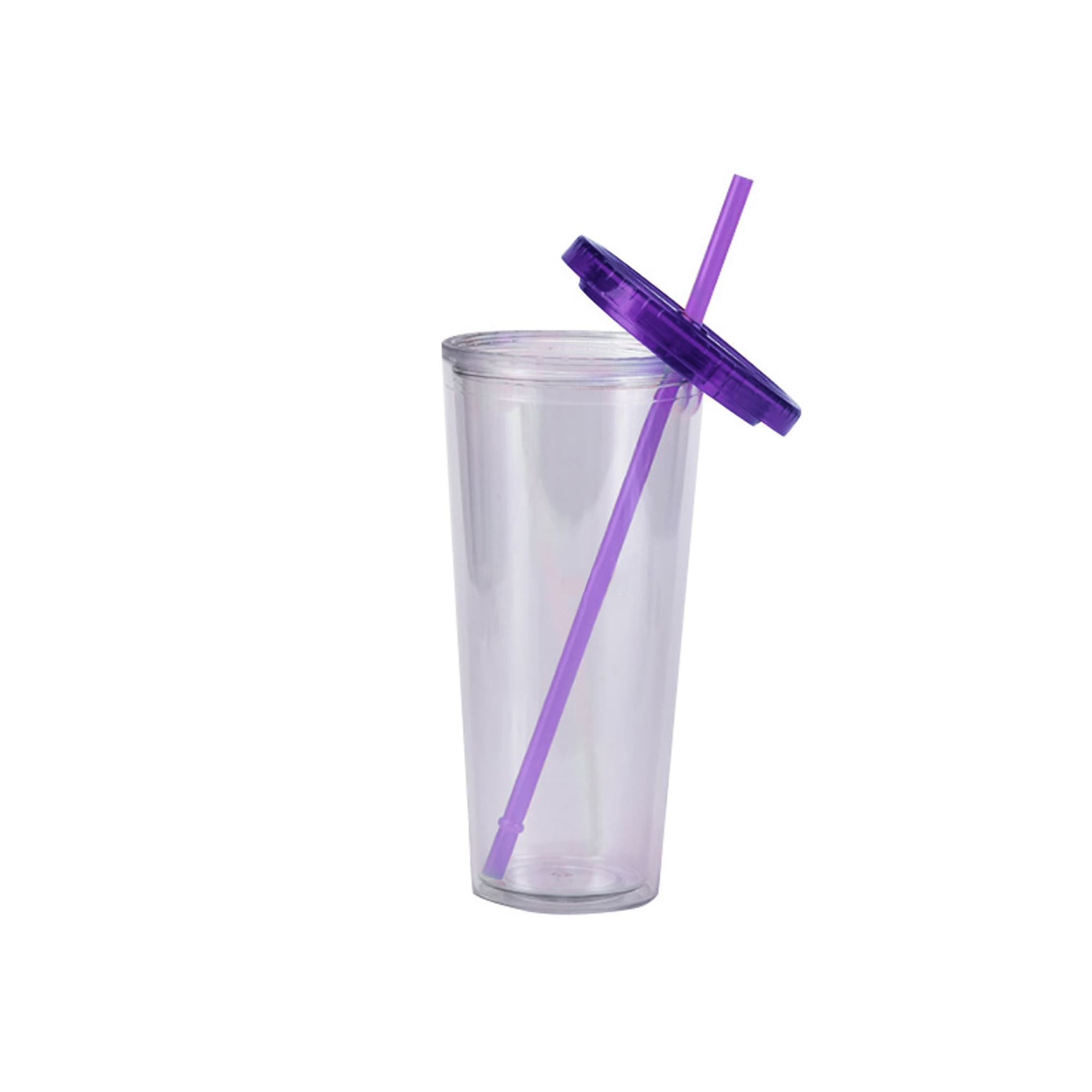 24oz Plastic Cups with Lids & Straws