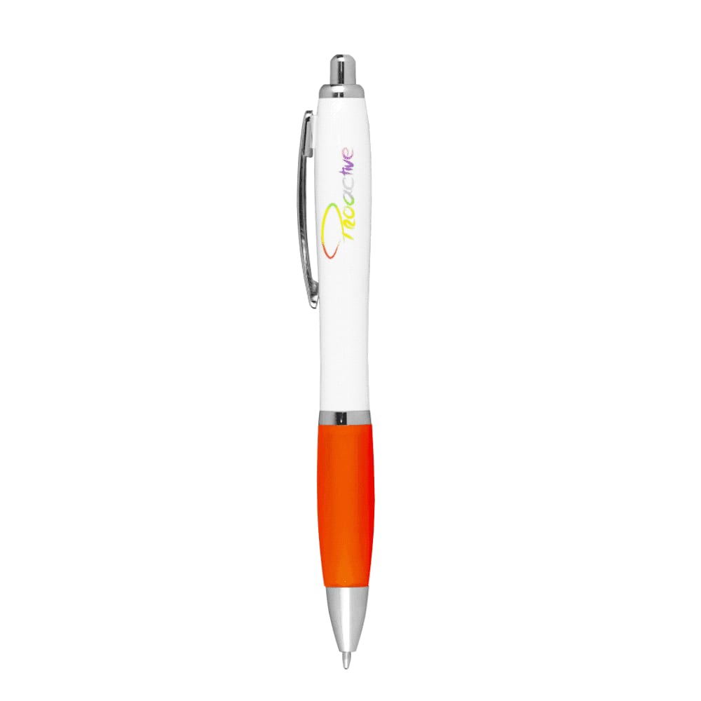 Nash Ballpoint Pen w/ White Barrel & Coloured Grip