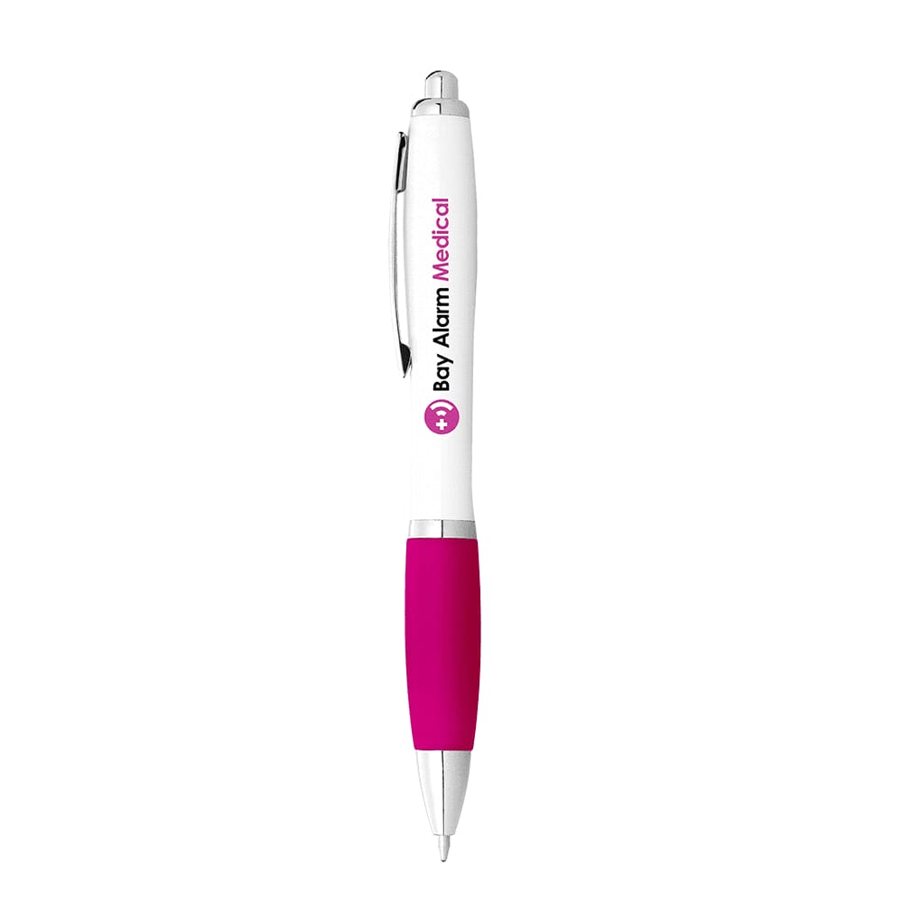 Nash Ballpoint Pen w/ White Barrel & Coloured Grip