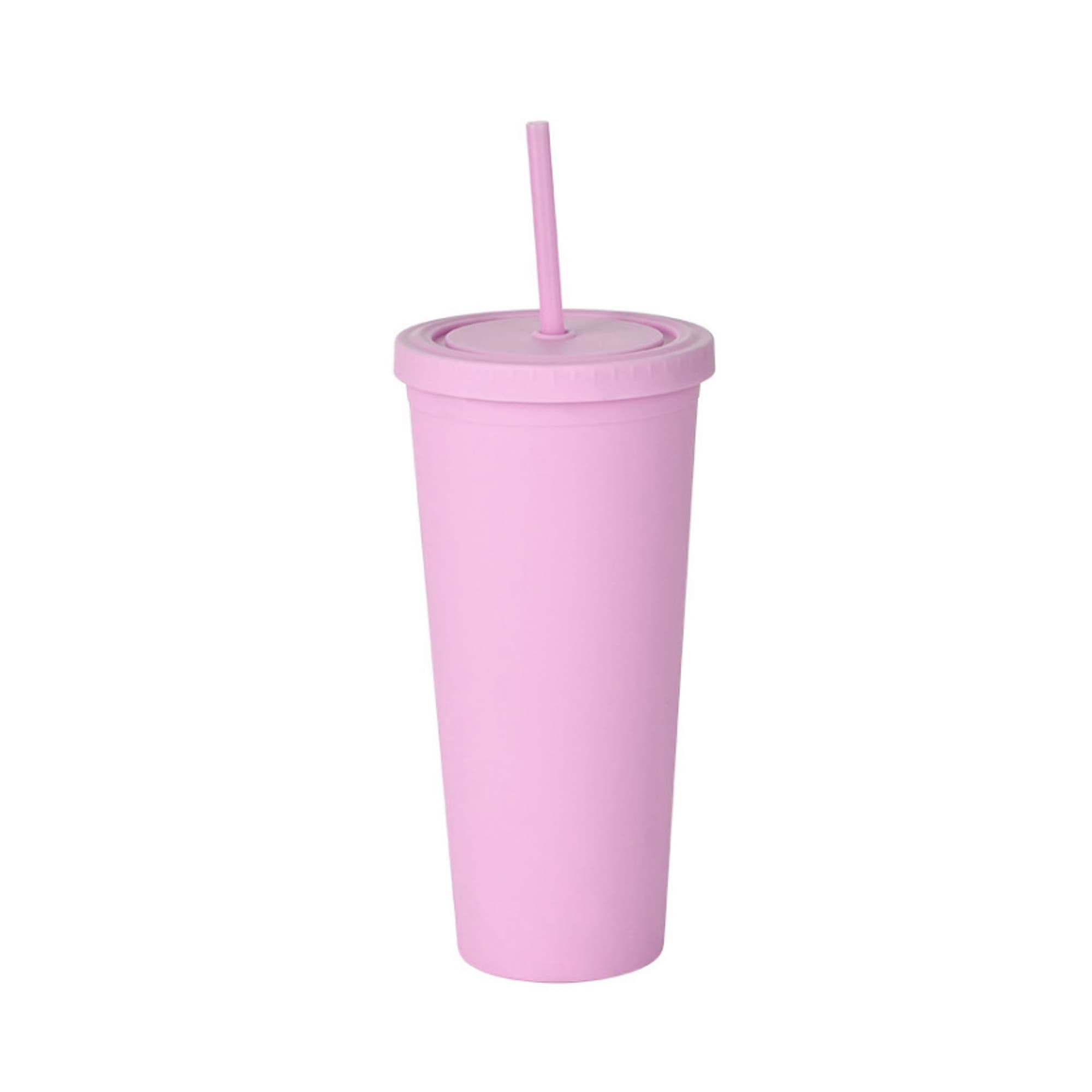 24oz Matte Plastic Cups with Lids & Straws