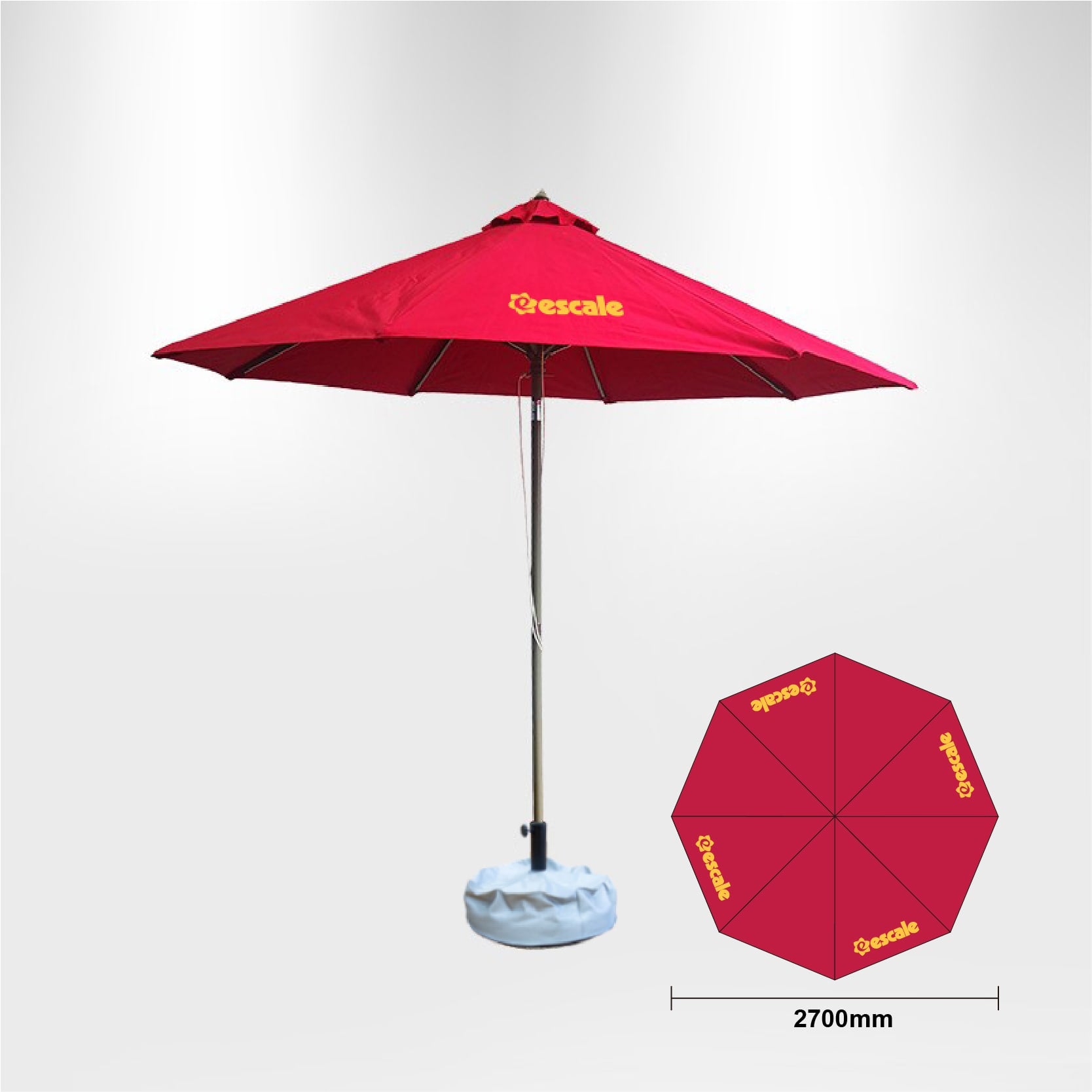 2.7x2.7m Tilting Stock Colour Commercial Market Umbrella