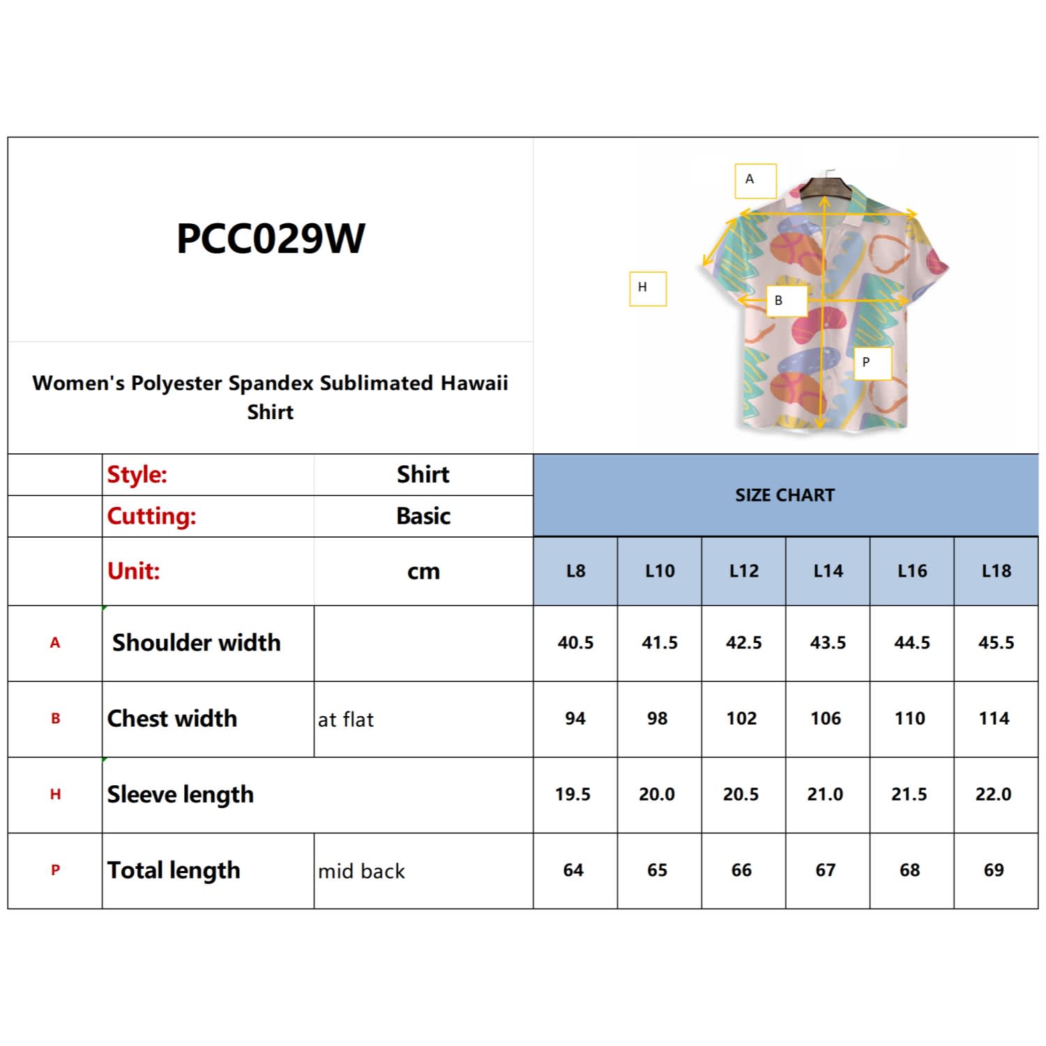 Women's Polyester Spandex Sublimated Hawaiian Shirt