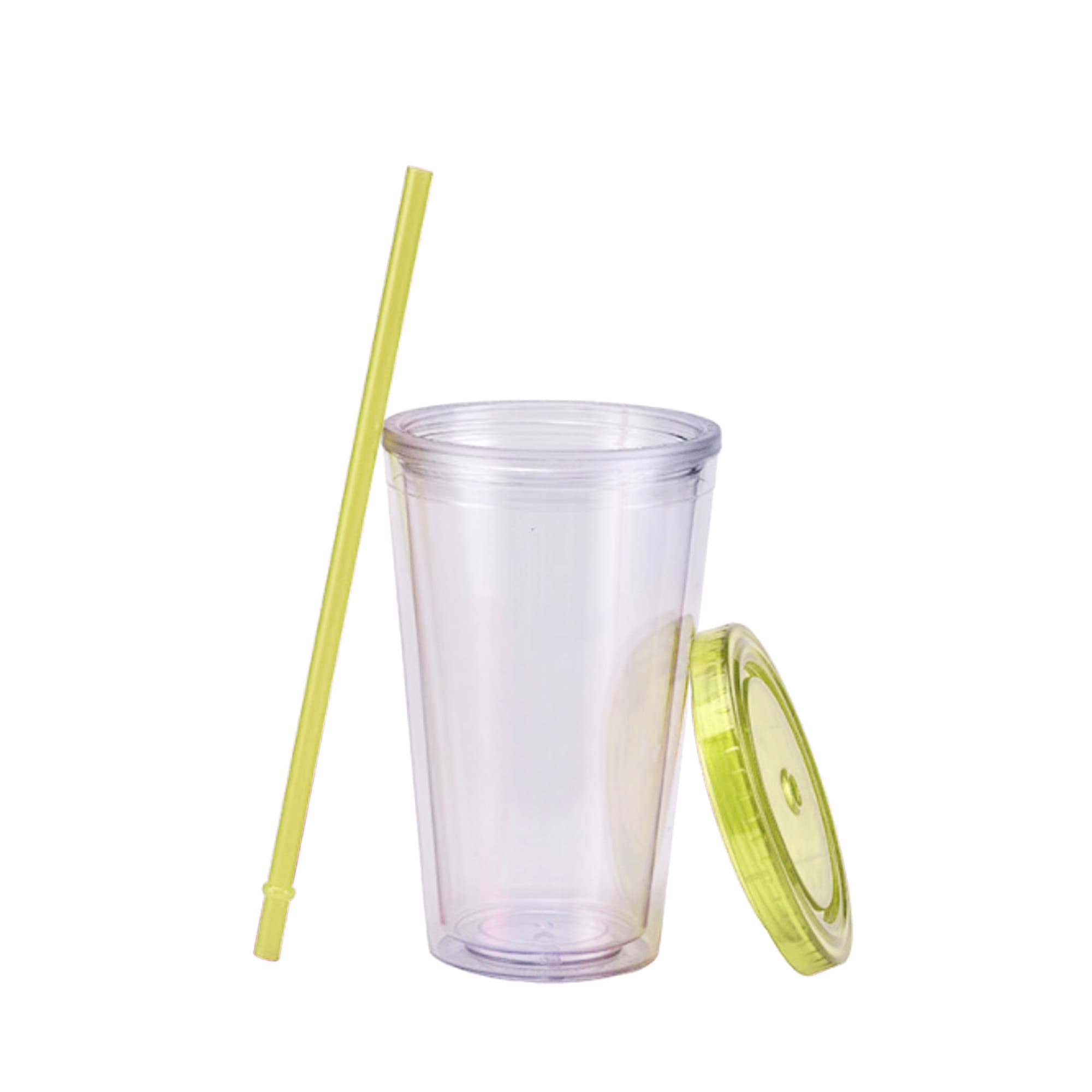 16oz Plastic Cups with Lids & Straws