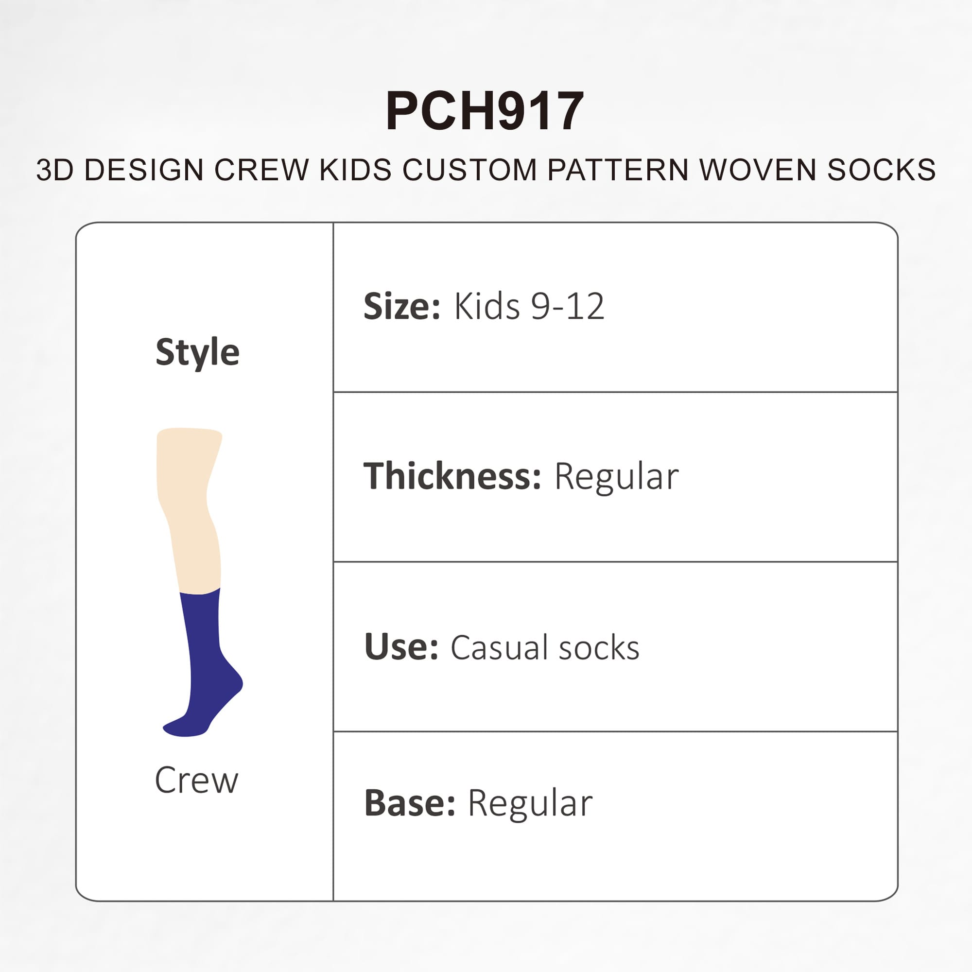 3D Design Crew Kids Custom Pattern Woven Socks