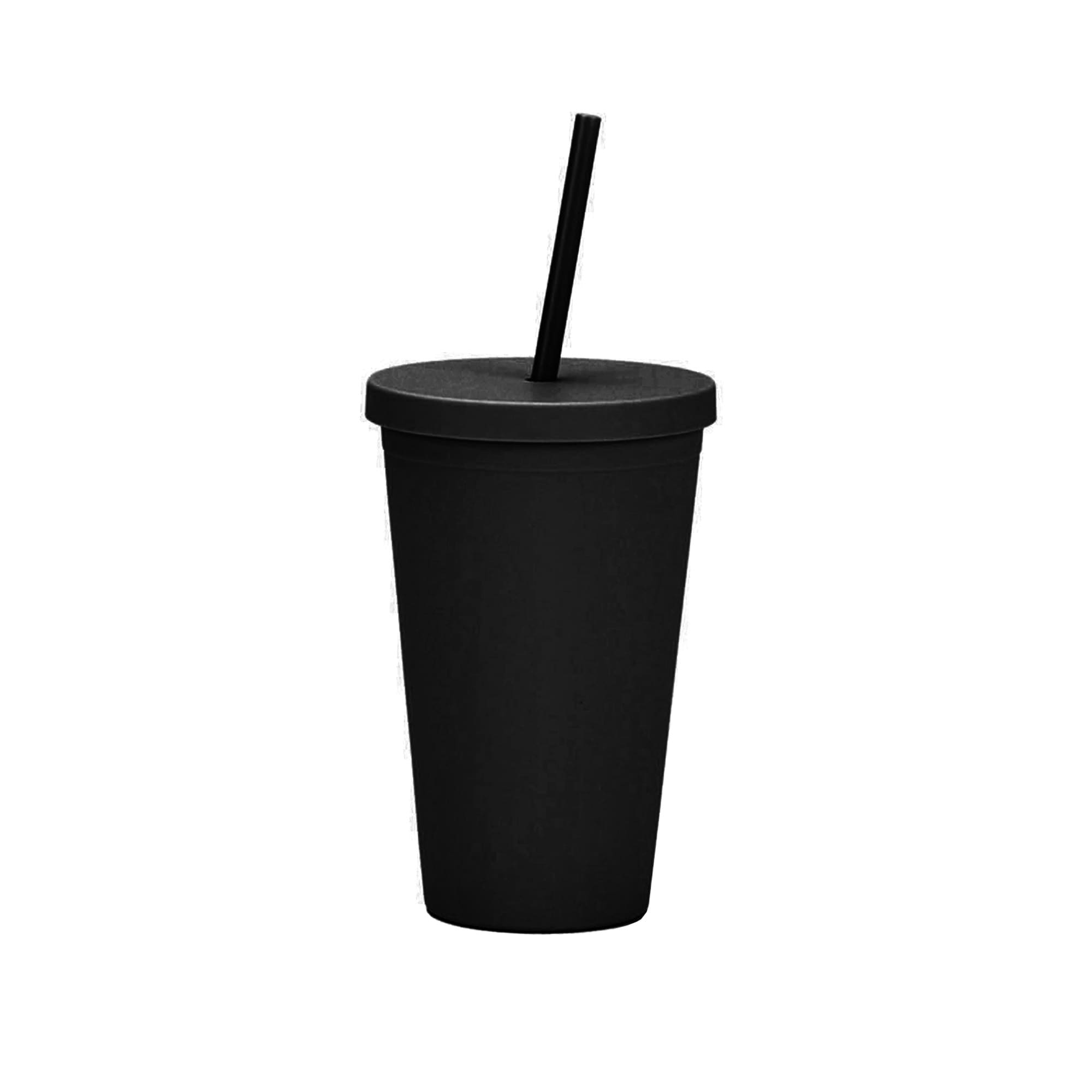 16oz Matte Plastic Cups with Lids & Straws