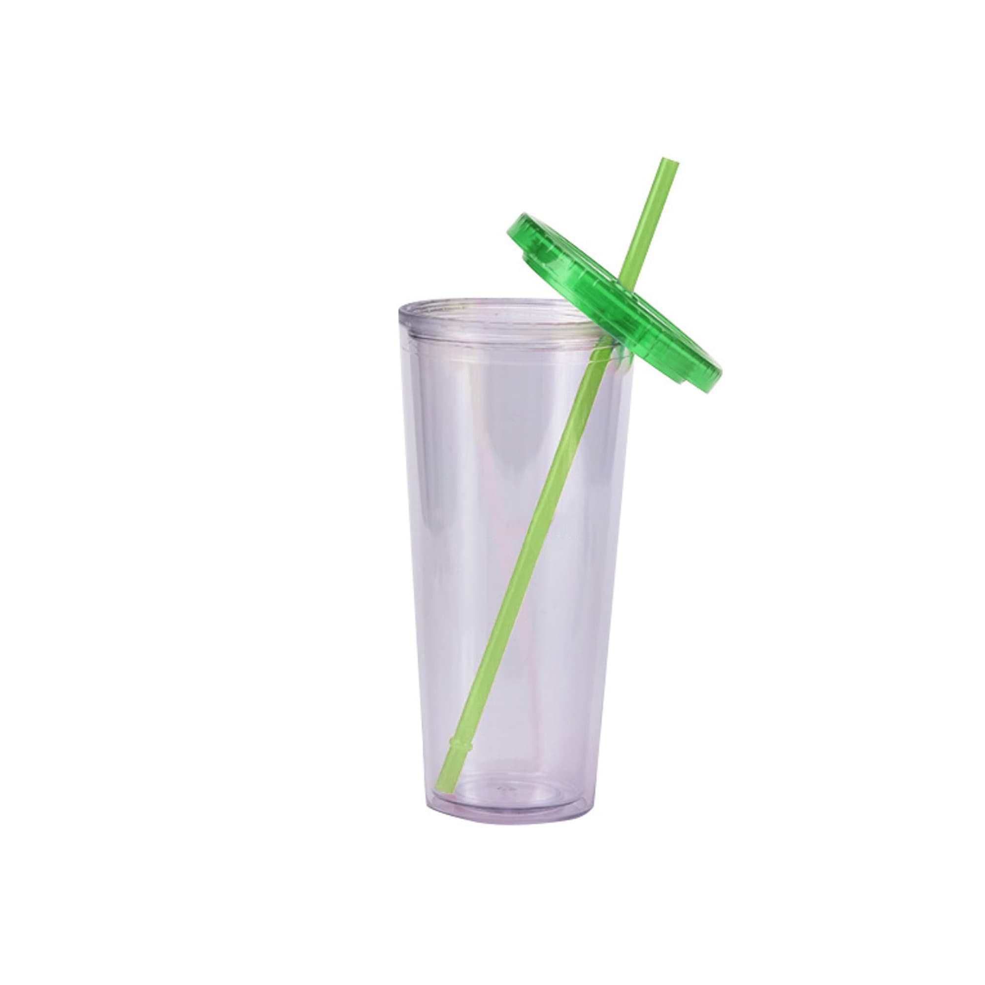 24oz Plastic Cups with Lids & Straws