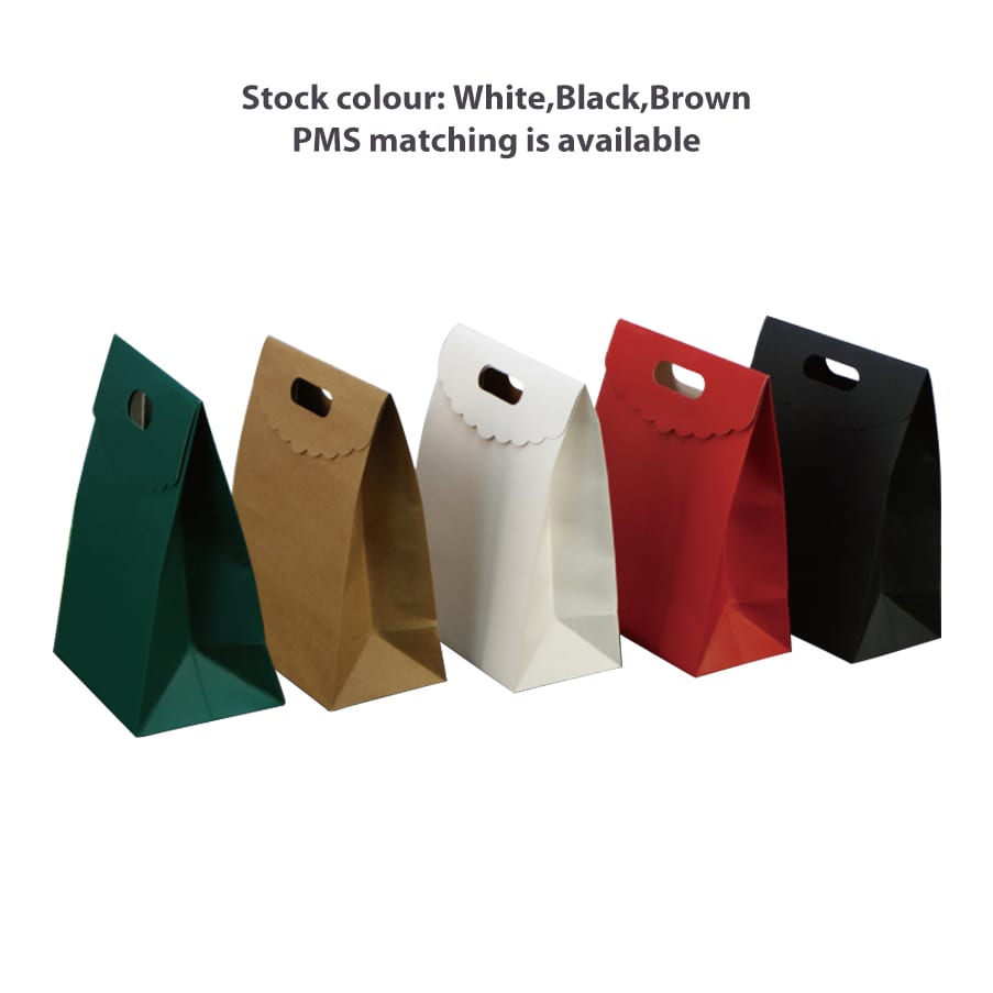 Die cut Handle Bag with Flap(150x220x100mm+80mm flap)