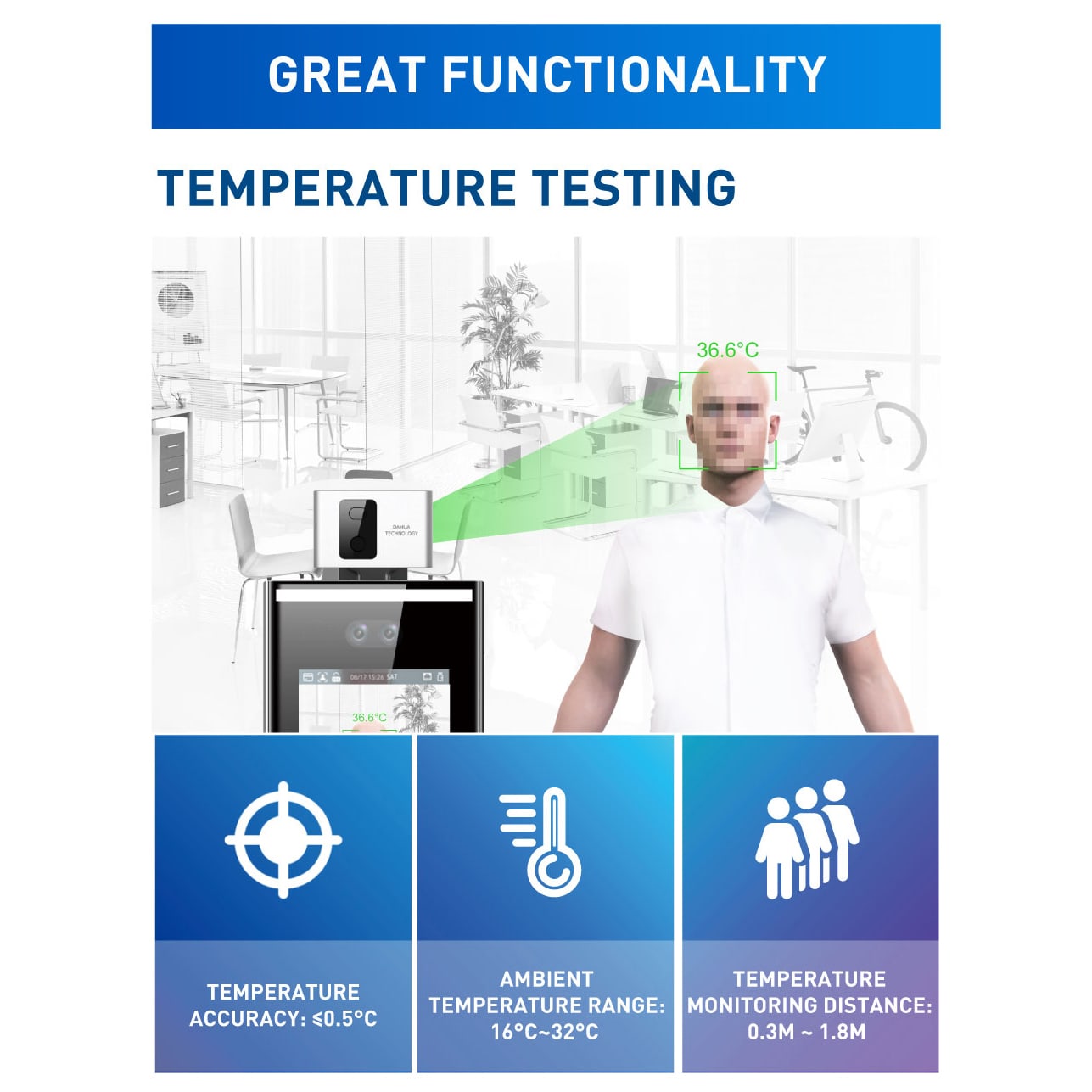 Dahua Temperature Screening Kiosk With Floor Stand