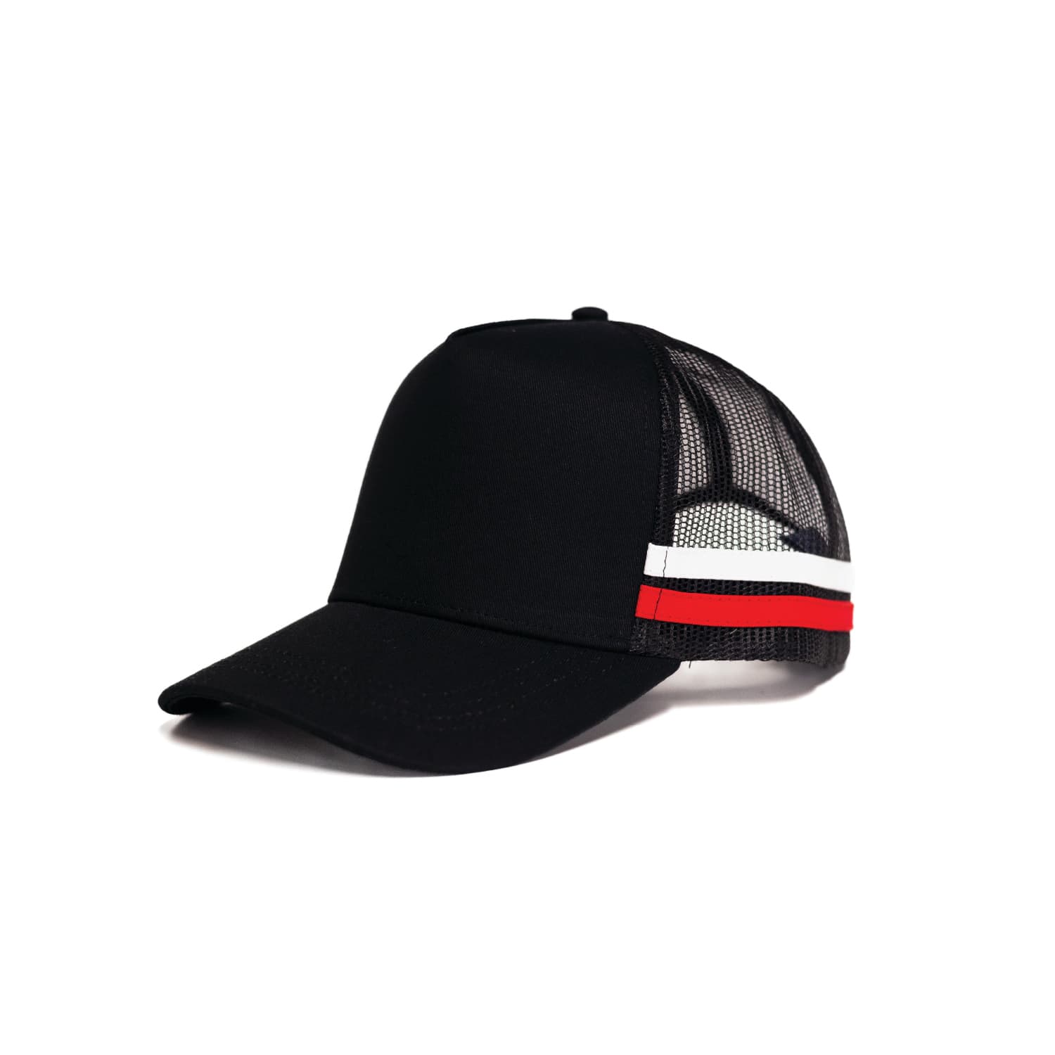 Odyssey 5 Panel PolyCotton Cap with Striped Mesh Sides